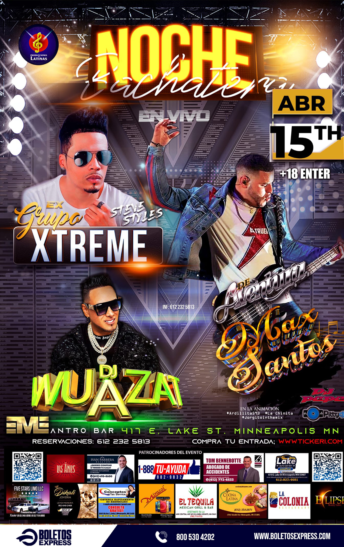GRUPO XTREME, DE AVENTURA MAX SANTOS, DJ WUAZAT