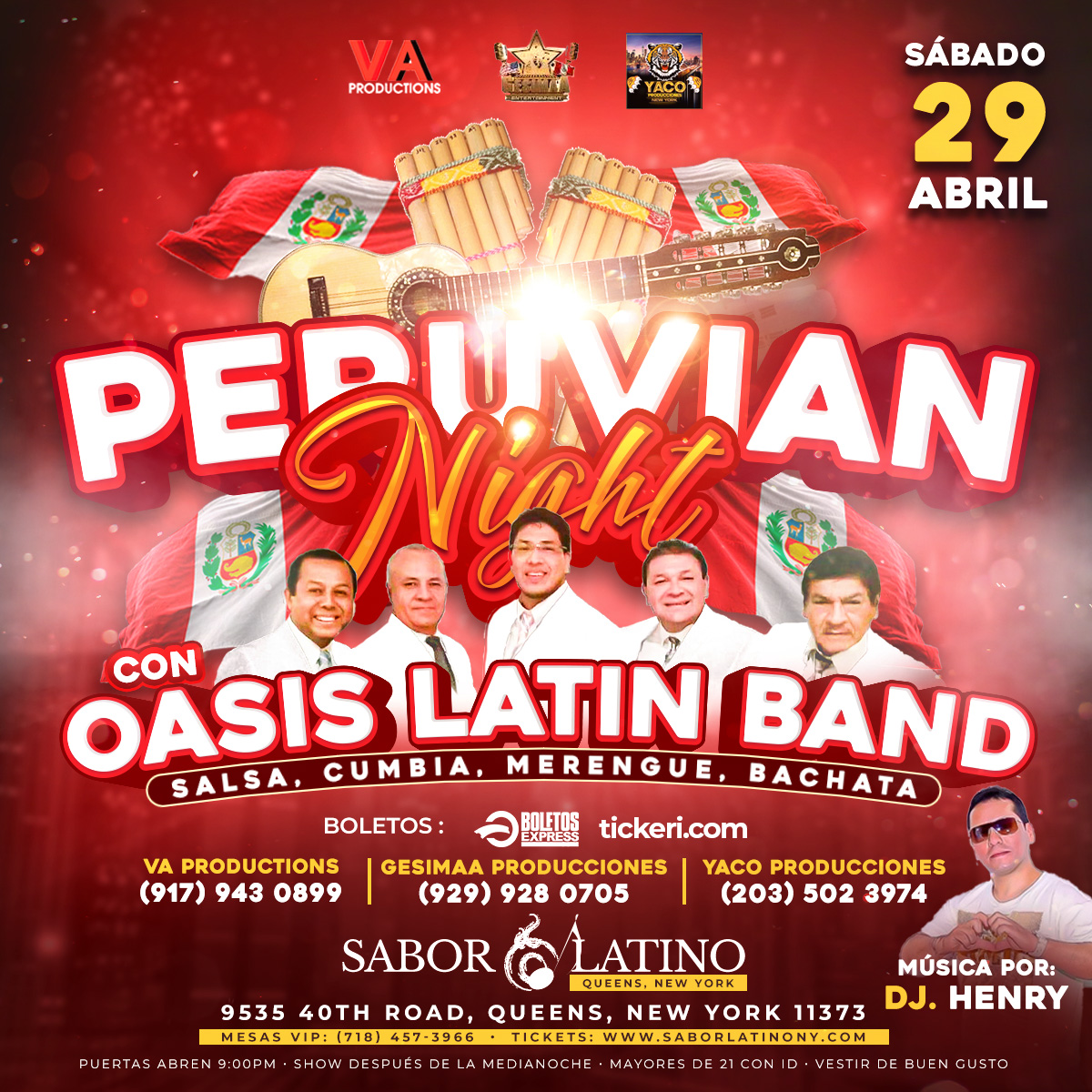 Buy tickets for FIESTA PERUANA CON OASIS LATIN BAND ! NEW YORK FIESTA PERUANA CON OASIS LATIN BAND ! NEW YORK