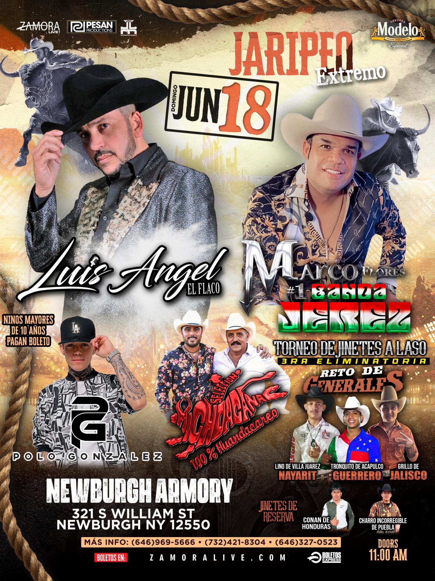 Buy tickets for Luis Angel El Flaco • Marco Flores • Polo González • Selección Michoacána (Jaripeo Extremo) Luis Angel El Flaco • Marco Flores • Polo González • Selección Michoacána (Jaripeo Extremo)