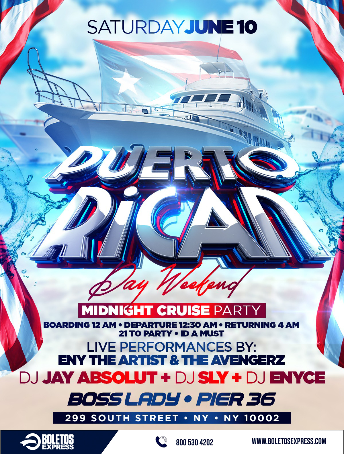 Puerto Rican Day Parade Weekend Midnight Cruise At Pier 36