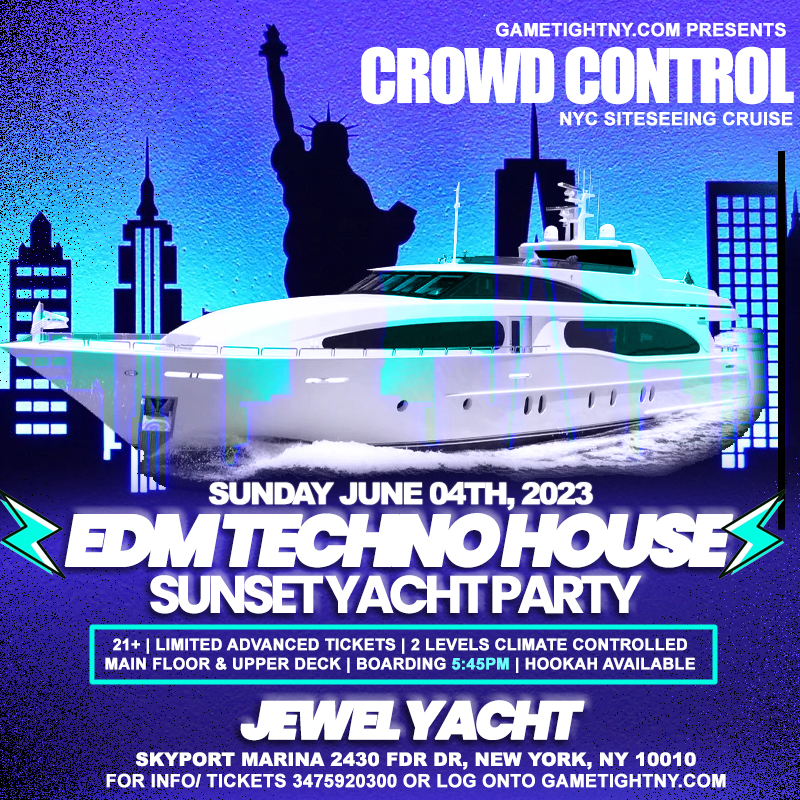 EDM Techno House NYC Sunday Sunset Jewel Yacht Party Summer Cruise 2023