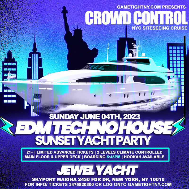 Buy tickets for EDM Techno House NYC Sunday Sunset Jewel Yacht Party Summer Cruise 2023 EDM Techno House NYC Sunday Sunset Jewel Yacht Party Summer Cruise 2023