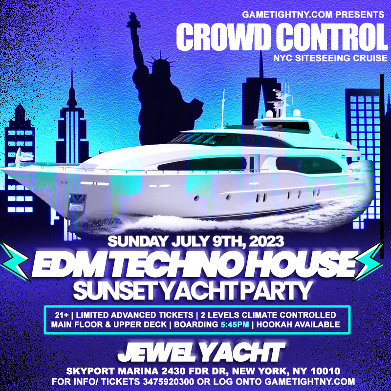 EDM Techno House NYC Sunday Sunset Jewel Yacht Party Summer Cruise 2023