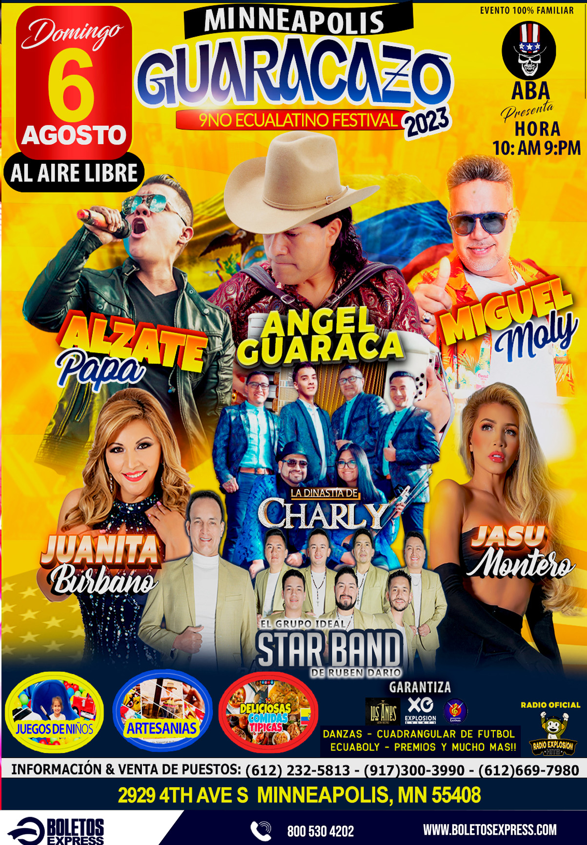 Buy tickets for ALAZATE PAPA, ANGEL GUARACA, MIGUEL MOLI, JUANITA BURBANO, LA DINASTIA CHARLY, STAR BAND & JASU MONTERO ALAZATE PAPA, ANGEL GUARACA, MIGUEL MOLI, JUANITA BURBANO, LA DINASTIA CHARLY, STAR BAND & JASU MONTERO