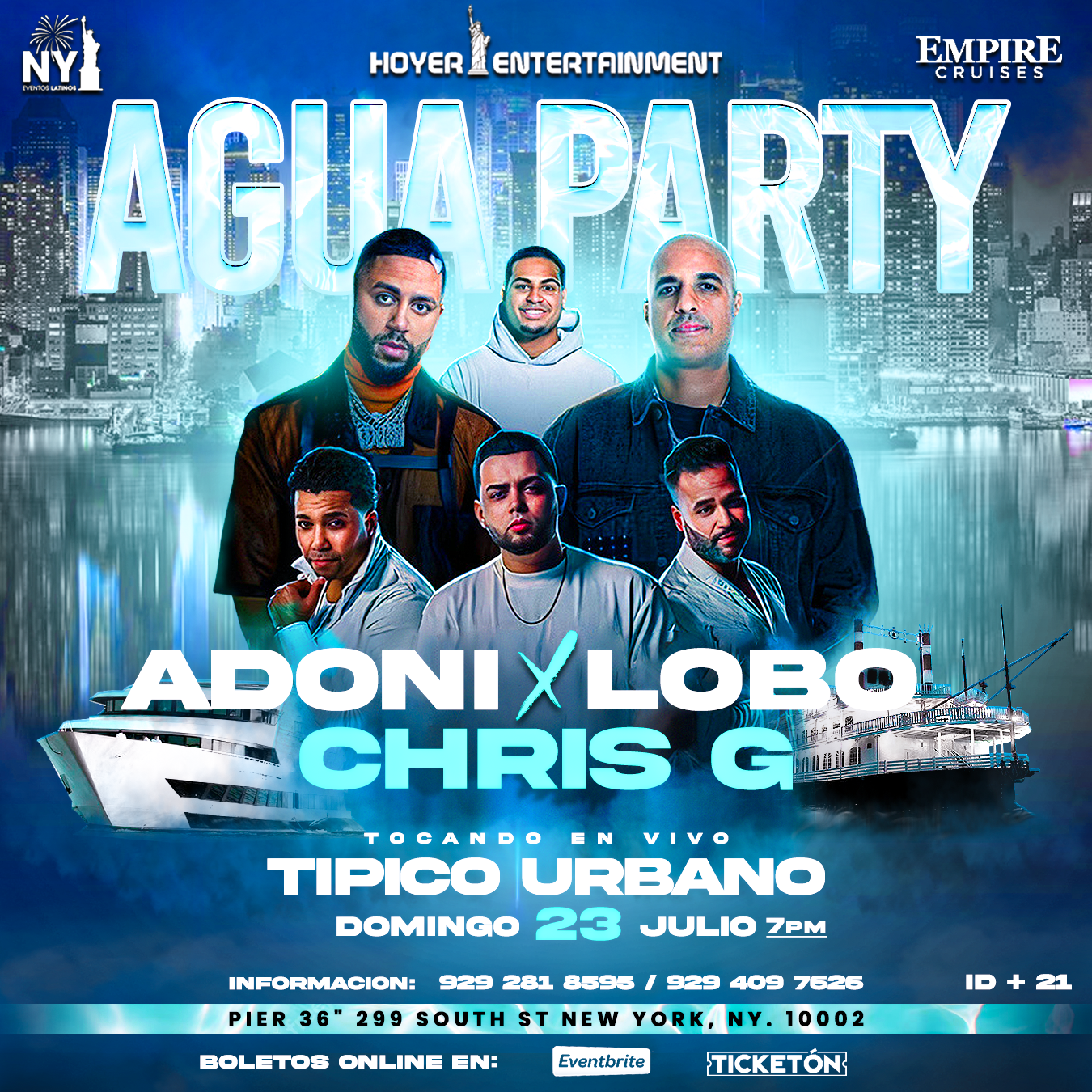 Buy tickets for Agua party con Dj Adoni & Dj Lobo *Boat Party* Agua party con Dj Adoni & Dj Lobo *Boat Party*