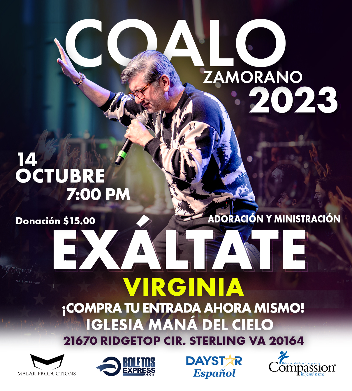 Buy tickets for Coalo Zamorano | EXÁLTATE STERLING, Virginia Coalo Zamorano | EXÁLTATE STERLING, Virginia