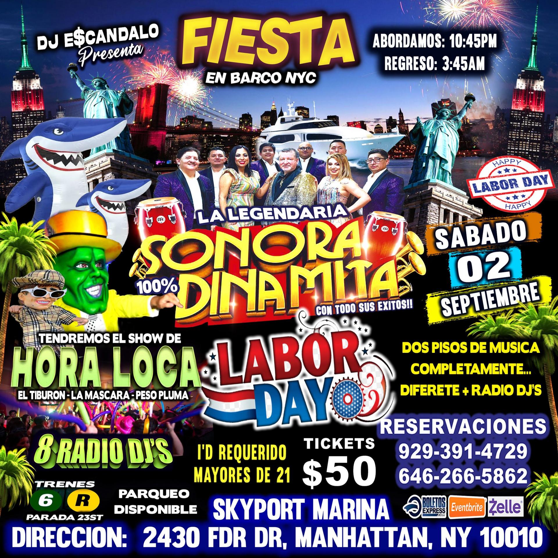 Buy tickets for Fiesta En Barco + Sonora Dinamita + Radio Dj's + Hora Loca Fiesta En Barco + Sonora Dinamita + Radio Dj's + Hora Loca