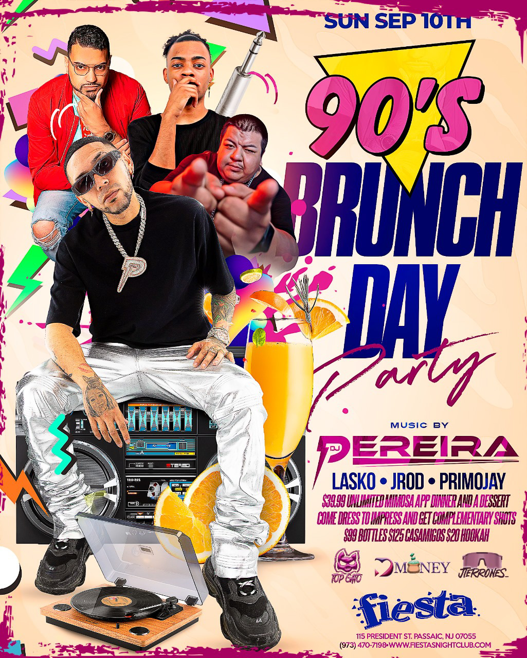 Buy tickets for BRUNCH DAY PARTY 90's WITH DJ PEREIRA, LASKO, JROD, PRIMOJAY BRUNCH DAY PARTY 90's WITH DJ PEREIRA, LASKO, JROD, PRIMOJAY