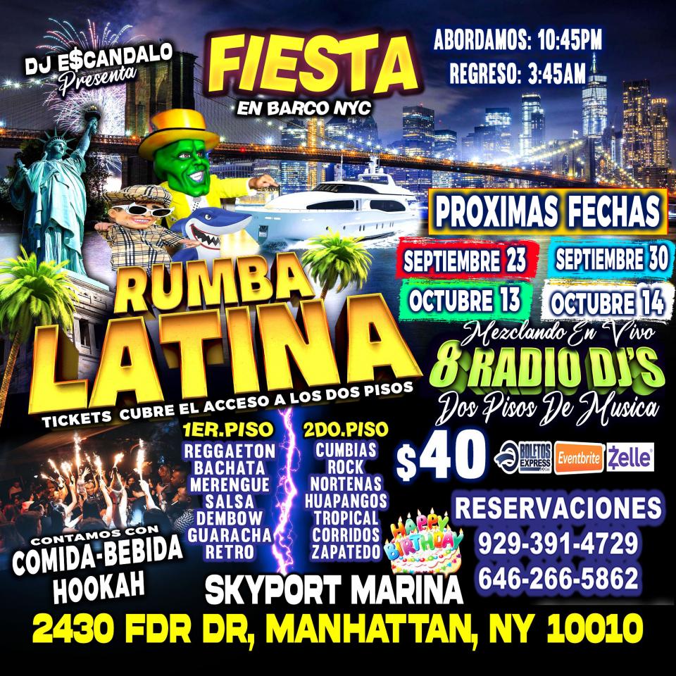 FIESTA EN BARCO +  RADIO DJS + MUSICA URBANA + MUSICA MEXICANA + 2 PISOS DE MUSICA VARIADA