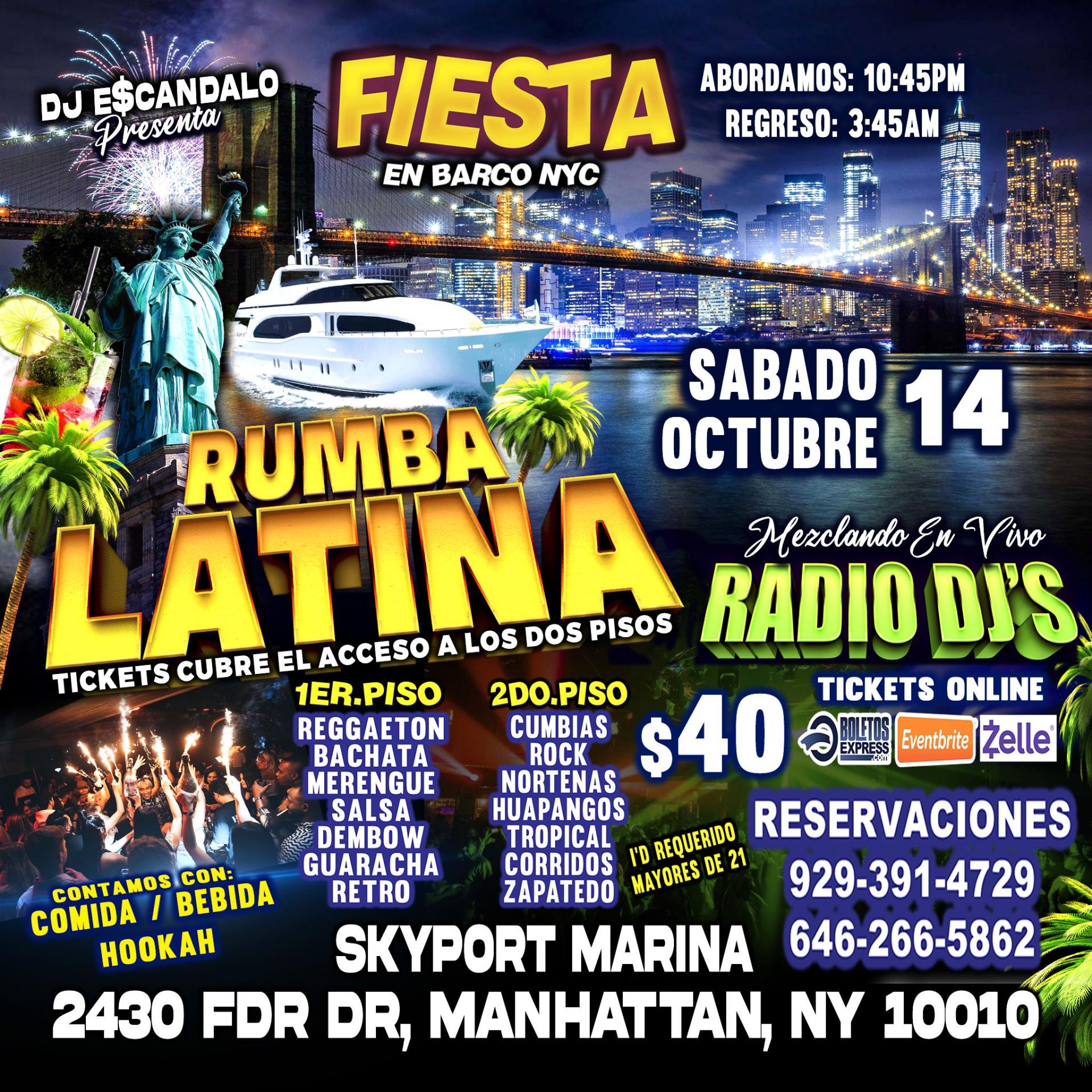 Buy tickets for FIESTA EN BARCO + RADIO DJS + MUSICA URBANA + MUSICA MEXICANA + 2 PISOS DE MUSICA VARIADA FIESTA EN BARCO + RADIO DJS + MUSICA URBANA + MUSICA MEXICANA + 2 PISOS DE MUSICA VARIADA