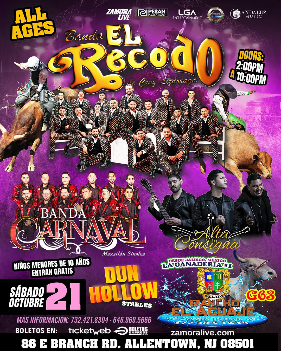 Buy tickets for Banda El Recodo • Rancho el Aguaje • Banda Carnaval • Alta Consigna en Dun Hollow Stables Banda El Recodo • Rancho el Aguaje • Banda Carnaval • Alta Consigna en Dun Hollow Stables