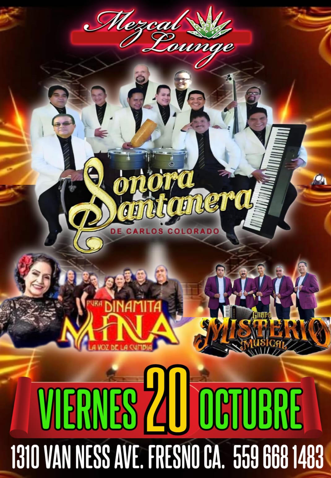 SONORA SANTANERA, PURA DINAMITA MINA LA VOZ DE LA CUMBIA, GRUPO MISTERIO MUSICAL