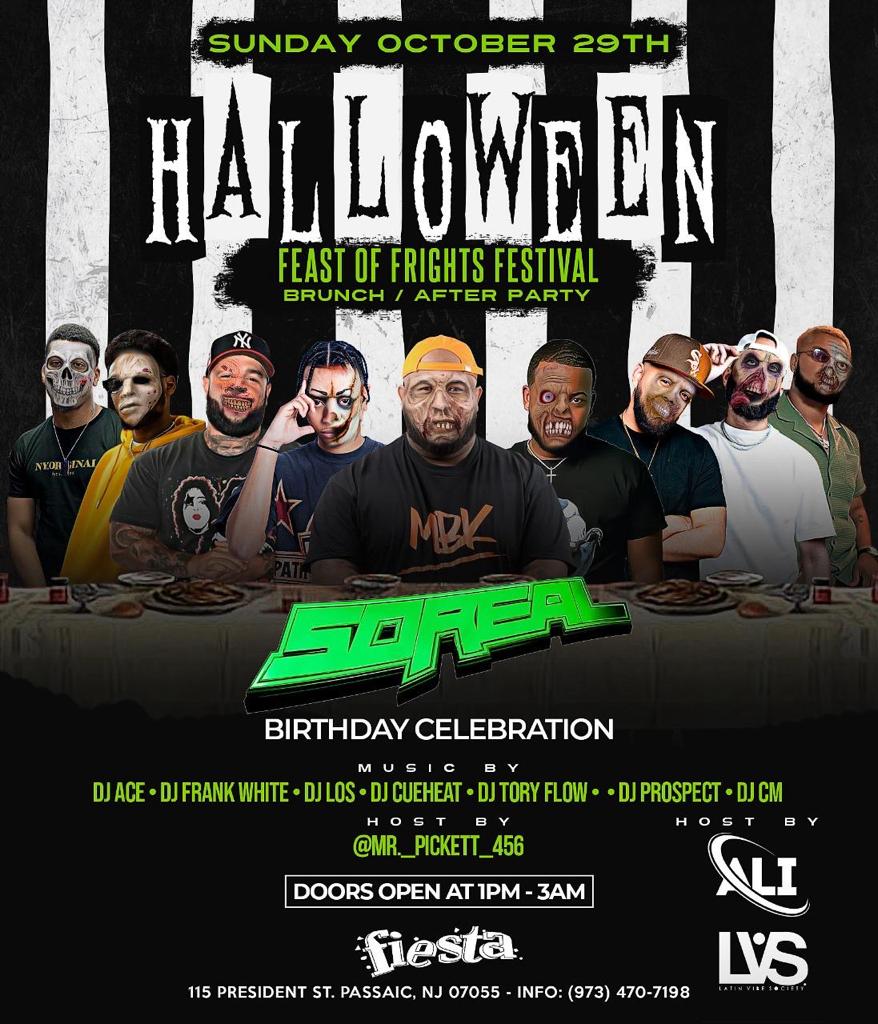 HALLOWEEN  BRUNCH / AFTER PARTY MUSIC BY: DJ ACE, DJ FRANK WHITE, DJ LOS, DJ CUEHEAT, DJ TORY FLOW, DJ PROSPECT, DJ CM
