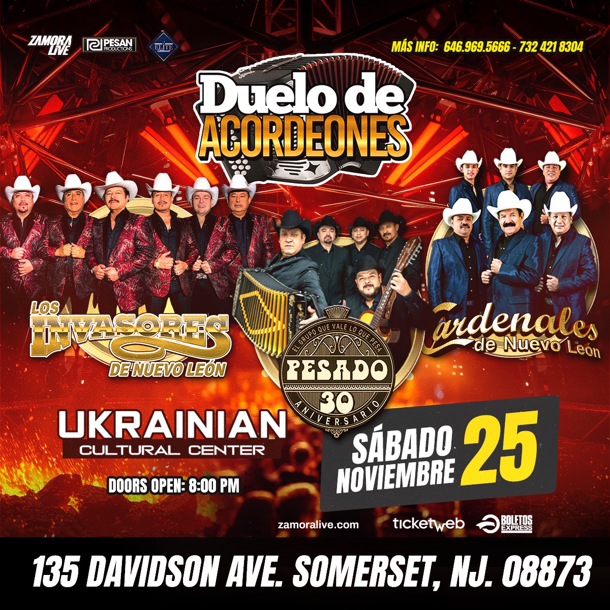 Buy tickets for Pesado • Los Invasores de Nuevo León • Los Cardenales de Nuevo León en Somerset, NJ Pesado • Los Invasores de Nuevo León • Los Cardenales de Nuevo León en Somerset, NJ