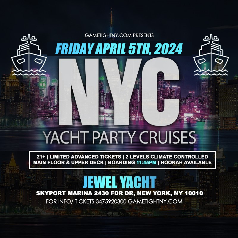 NYC Friday Night Yacht Party Cruise Skyport Marina Jewel Yacht 2024