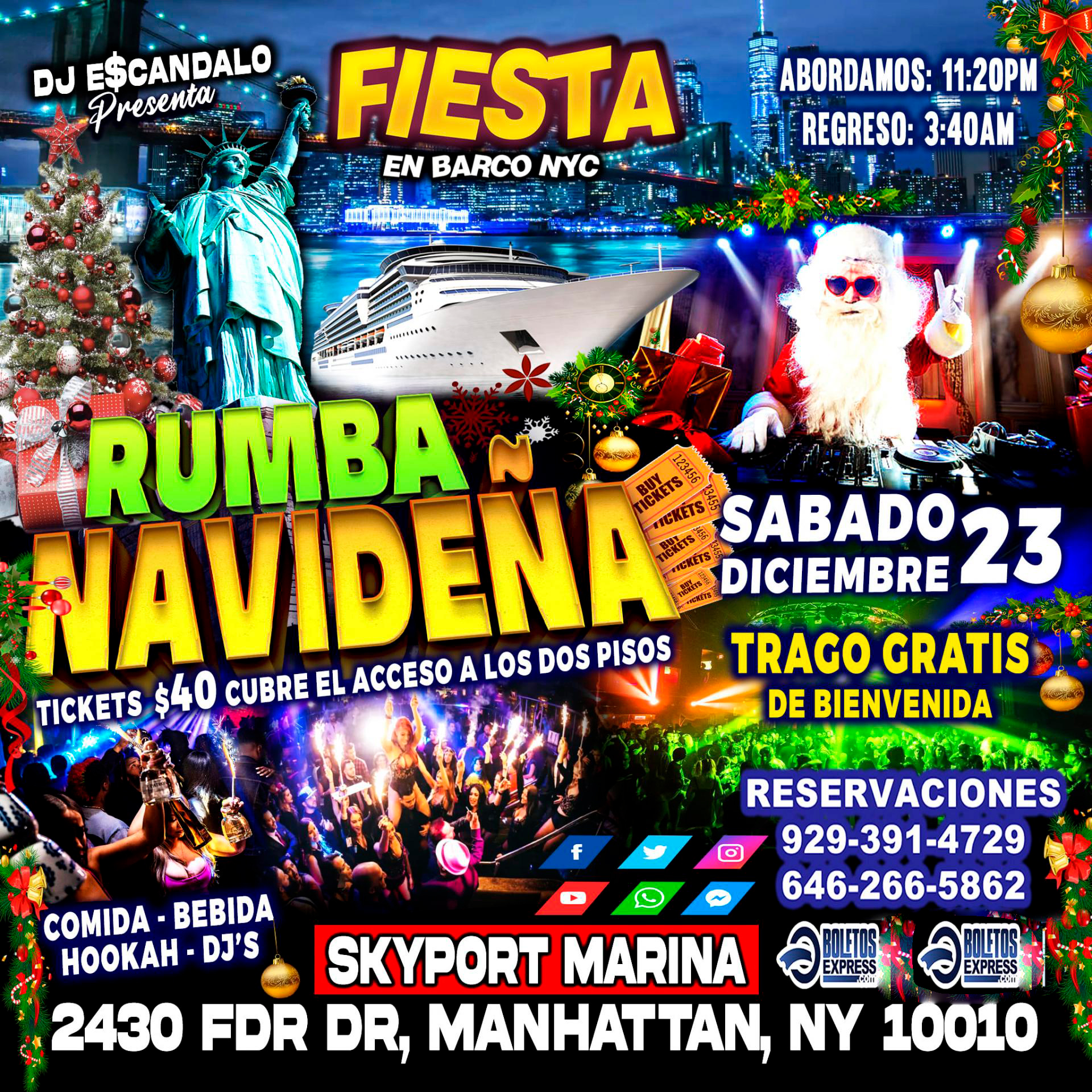 Buy tickets for RUMBA NAVIDEÑA EN BARCO + MANHATTAN NY + RADIO DJ'S + CUPO LIMITADO RUMBA NAVIDEÑA EN BARCO + MANHATTAN NY + RADIO DJ'S + CUPO LIMITADO