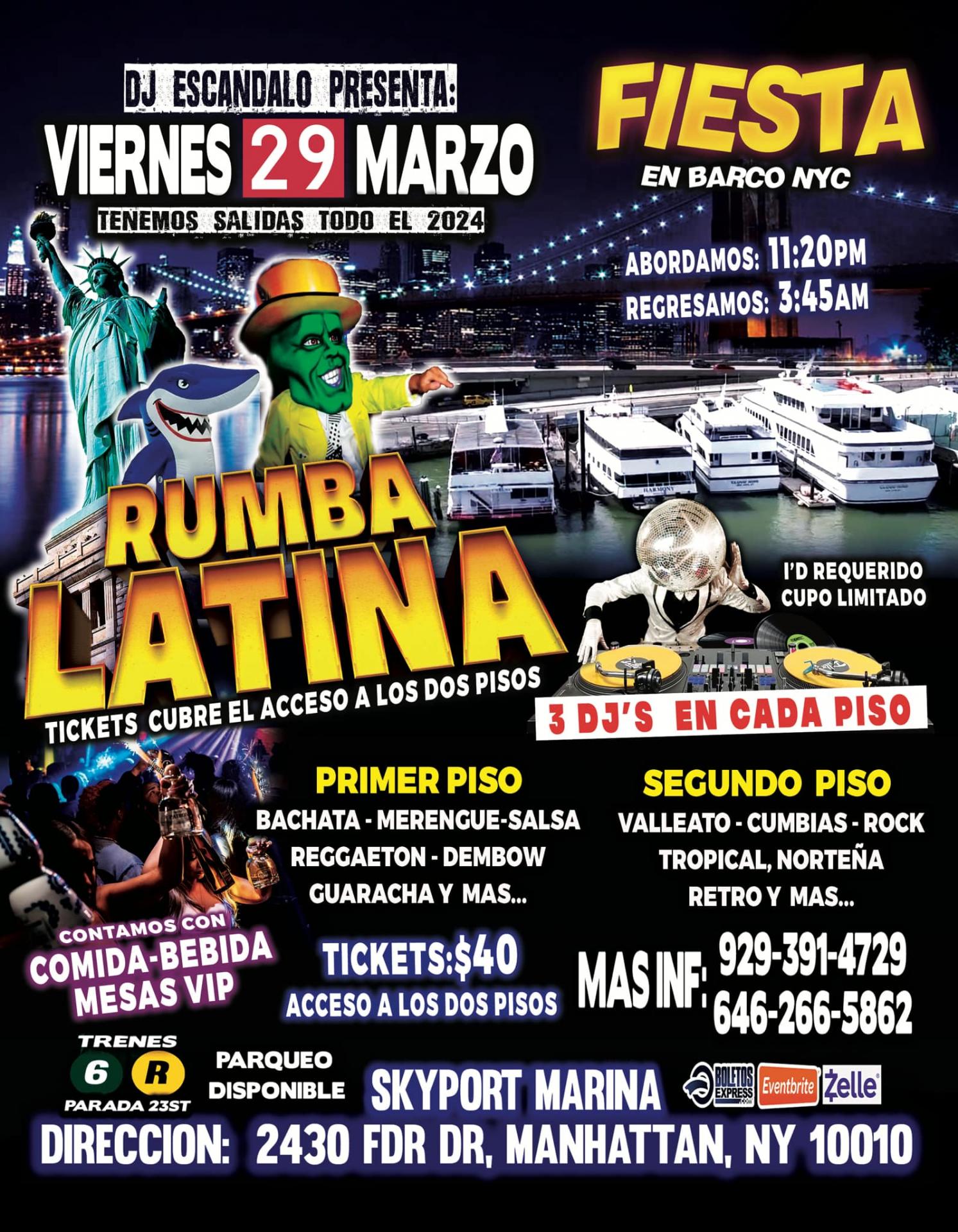 Buy tickets for RUMBA LATINA EN BARCO + RADIO DJ'S + MANHATTAN NY RUMBA LATINA EN BARCO + RADIO DJ'S + MANHATTAN NY