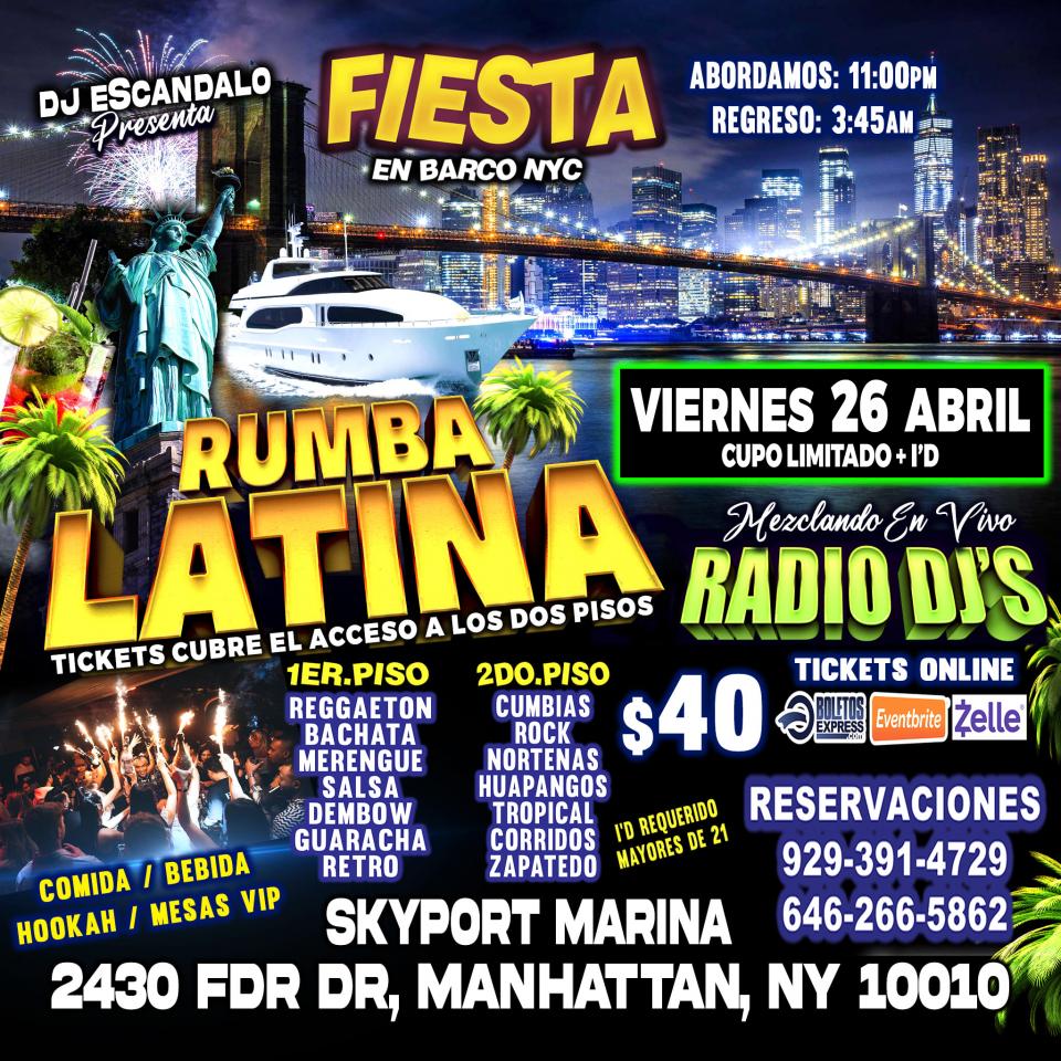 RUMBA LATINA EN BARCO + RADIO DJ'S + MANHATTAN NY
