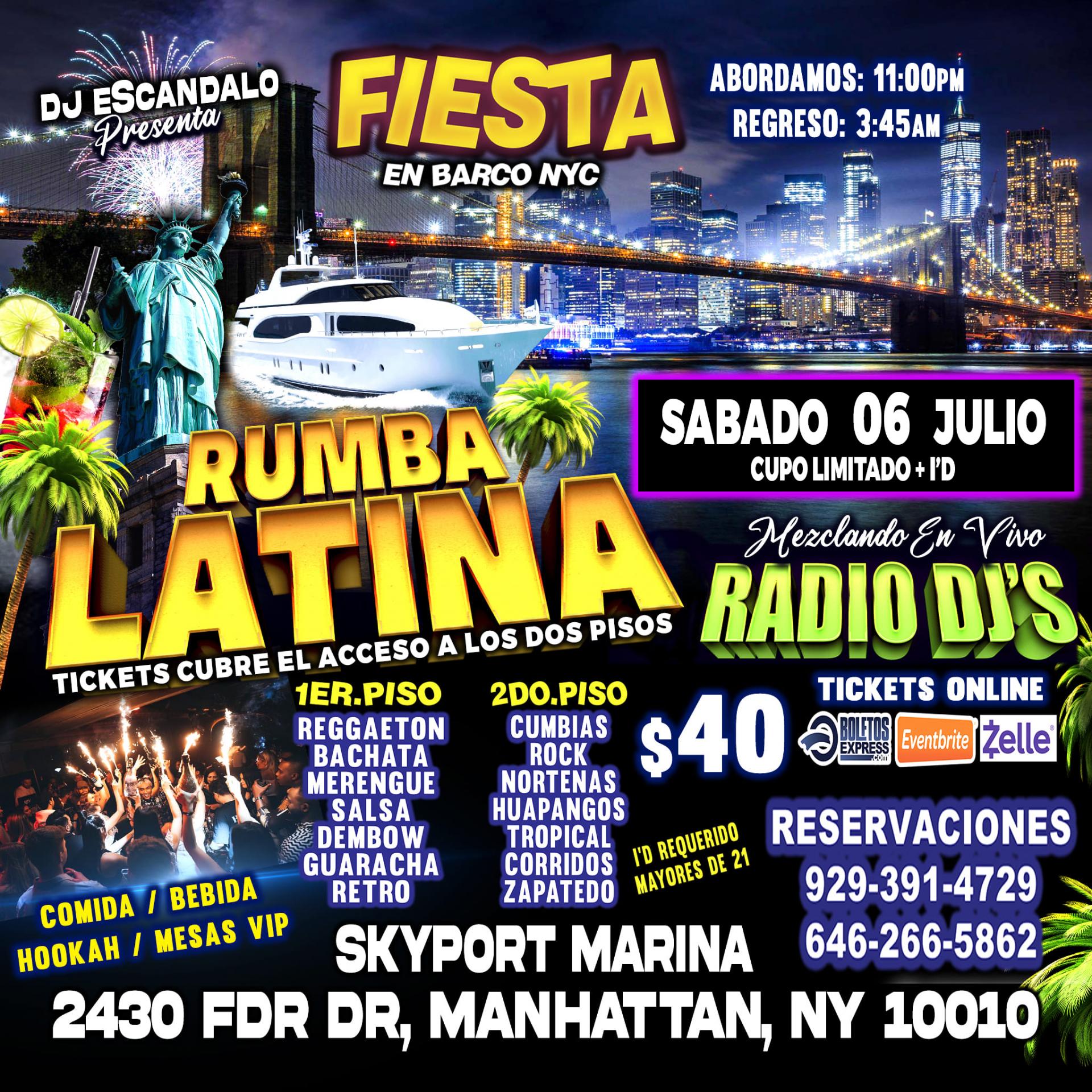 Buy tickets for RUMBA LATINA EN BARCO + RADIO DJ'S + MANHATTAN NY RUMBA LATINA EN BARCO + RADIO DJ'S + MANHATTAN NY