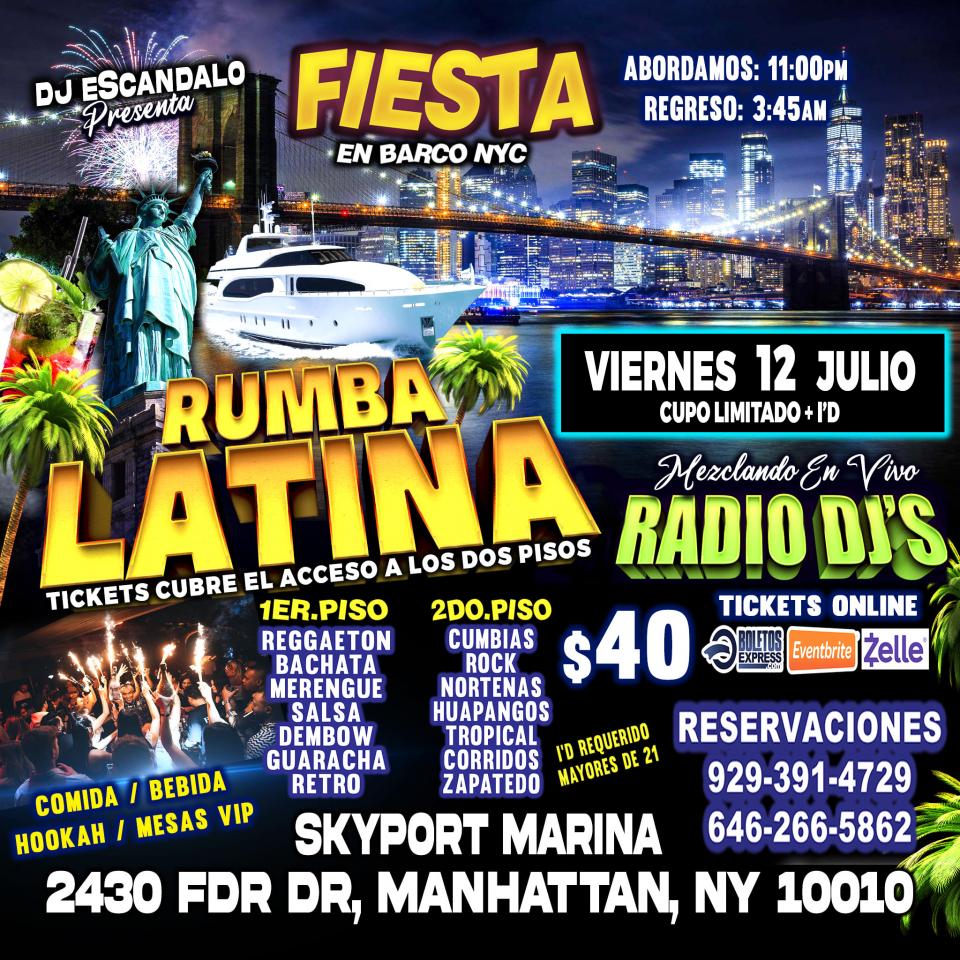 RUMBA LATINA EN BARCO + RADIO DJ'S + MANHATTAN NY