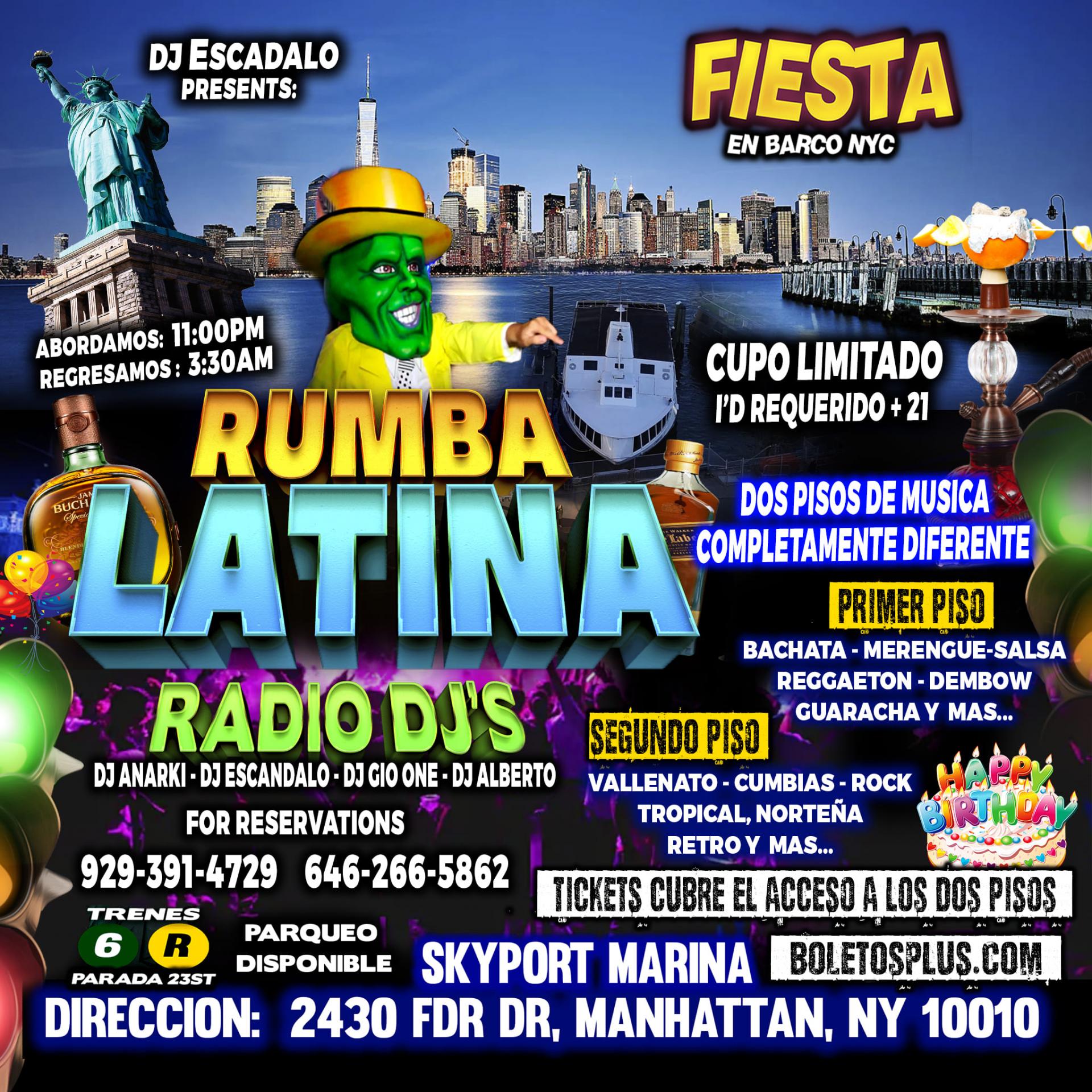 RUMBA LATINA EN BARCO + RADIO DJ'S + MANHATTAN NY