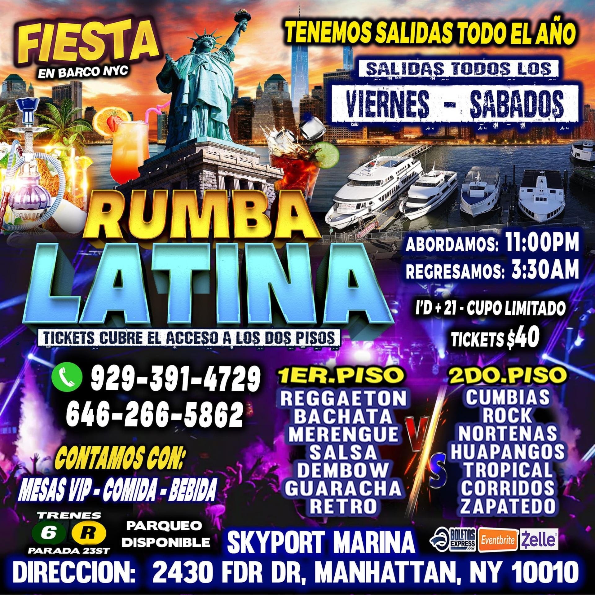 Buy tickets for RUMBA LATINA EN BARCO + RADIO DJ'S + MANHATTAN NY RUMBA LATINA EN BARCO + RADIO DJ'S + MANHATTAN NY