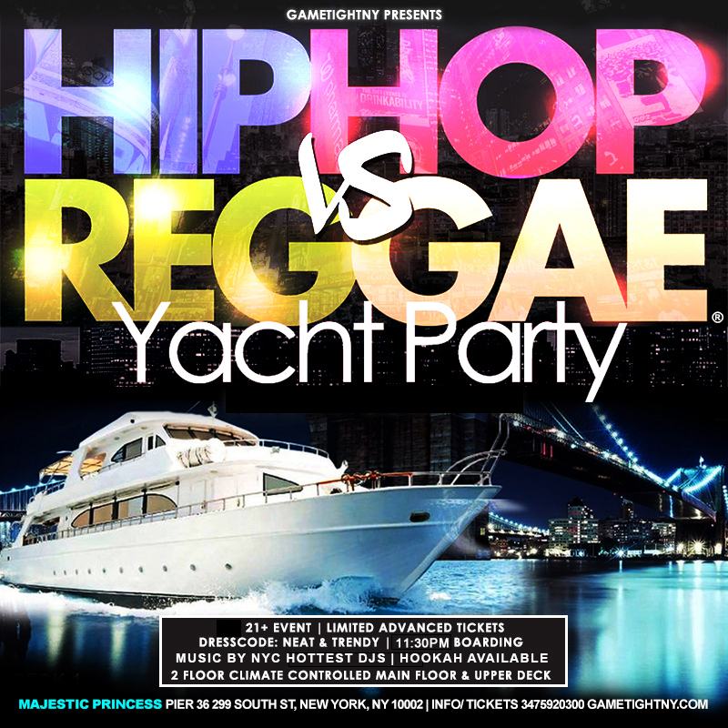 NYC Friday Hip Hop vs. Reggae® Jewel Midnight yacht party Skyport Marina