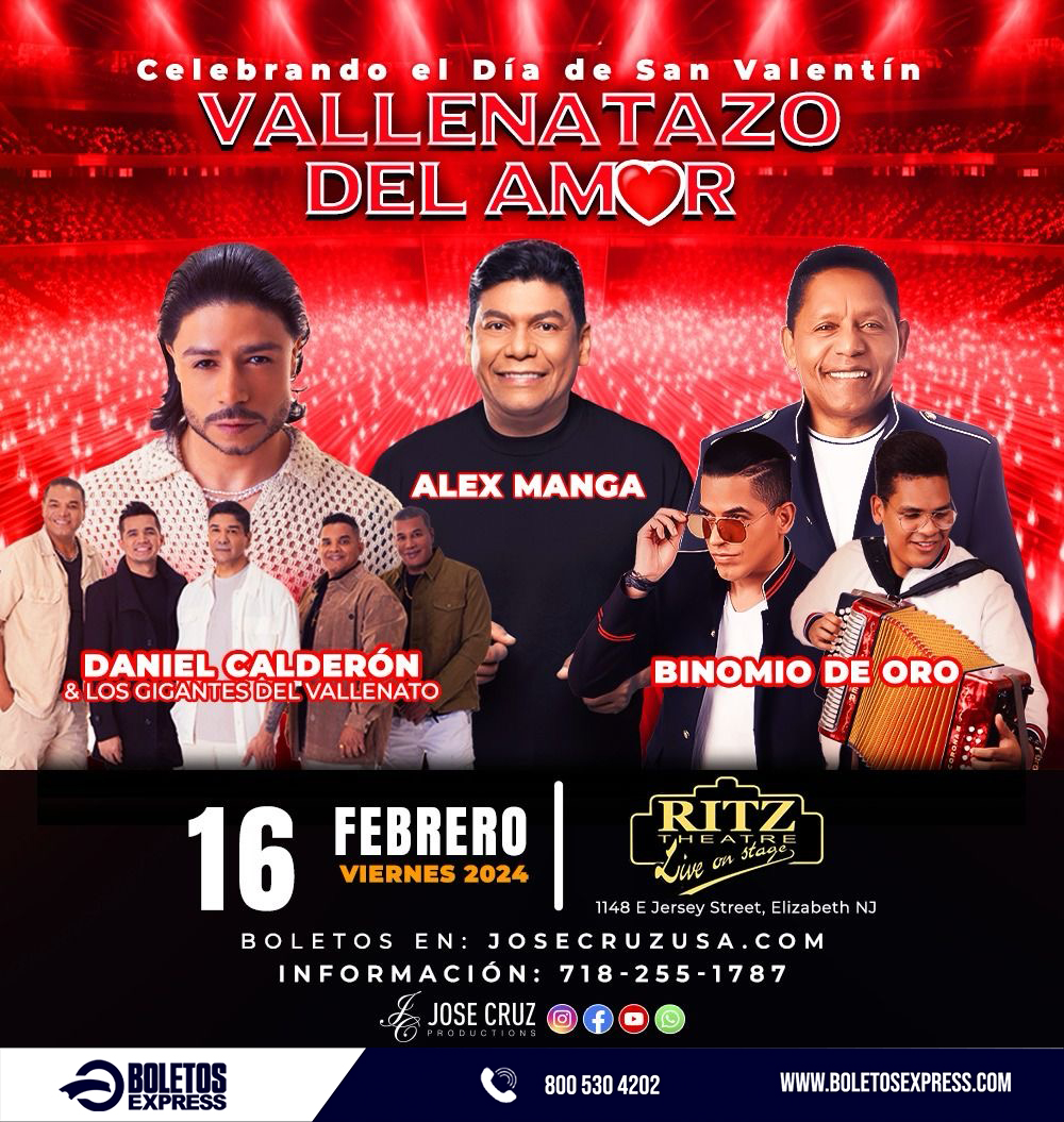 Buy tickets for VALLENATAZO DEL AMOR EN ELIZABETH, NJ VALLENATAZO DEL AMOR EN ELIZABETH, NJ