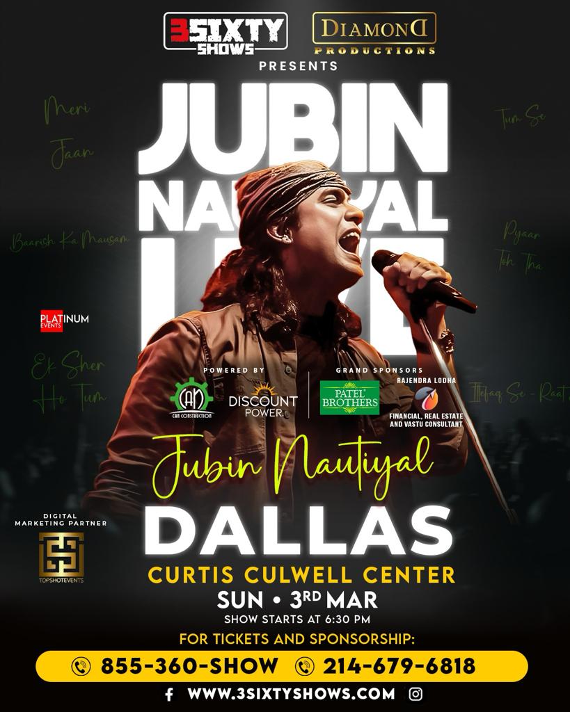 Buy tickets for Jubin Nautiyal Live - Only Show In Texas! Jubin Nautiyal Live - Only Show In Texas!