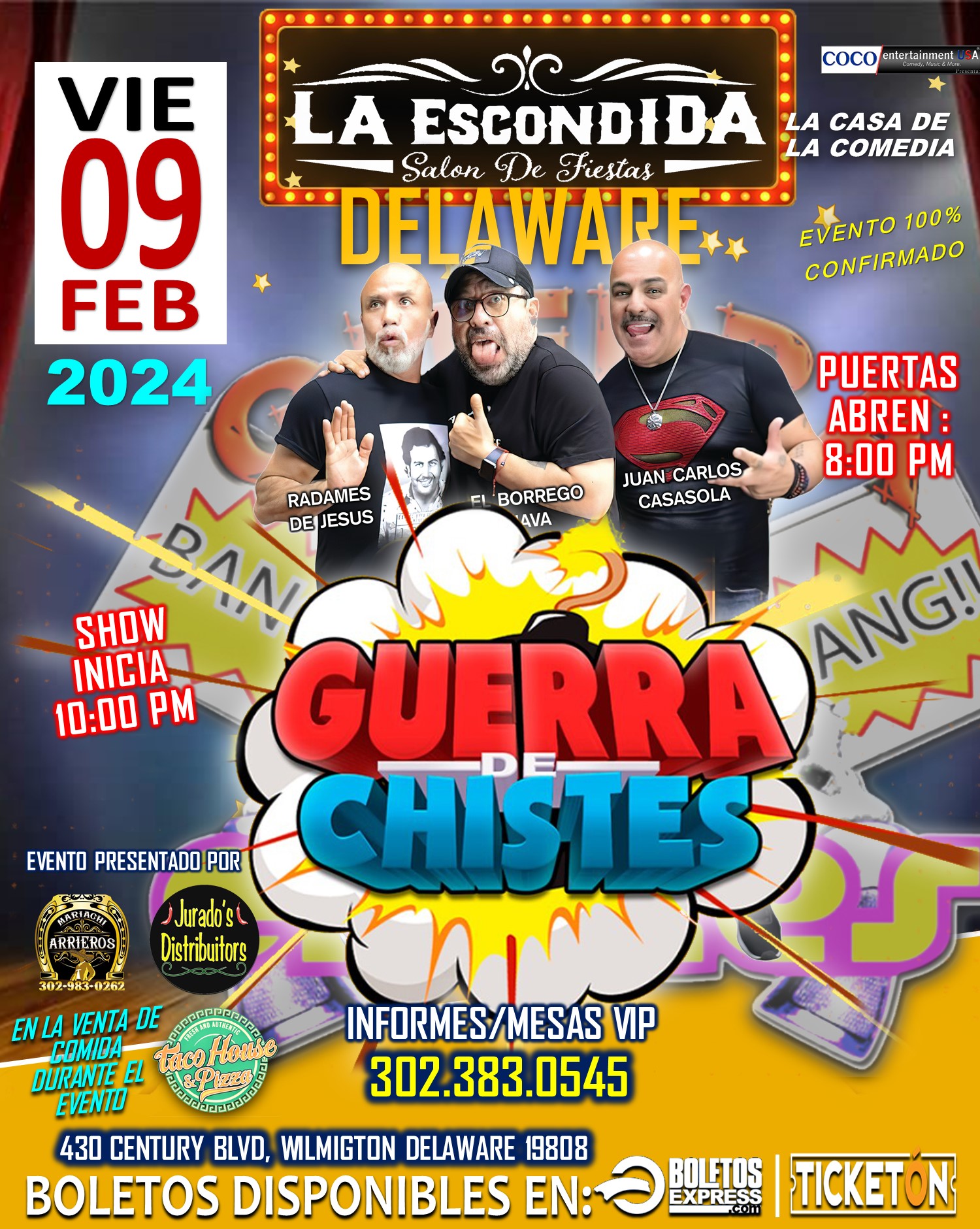 Buy tickets for GUERRA DE CHISTES EN DELAWARE GUERRA DE CHISTES EN DELAWARE