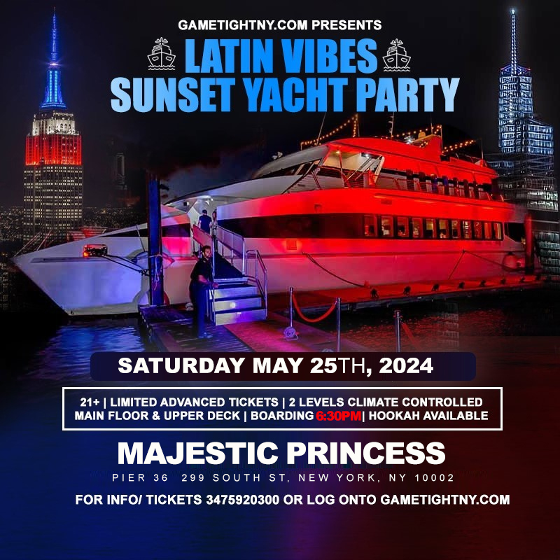 Latin Vibes Saturday NYC MDW Majestic Princess Yacht Party Cruise 2024