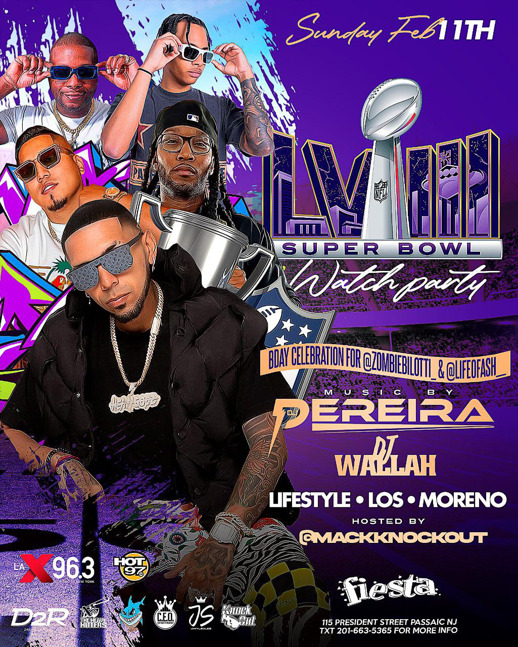 Buy tickets for LVIII SUPER BOWL WATCH PARTY WITH DJ PEREIRA, DJ WALLAH, LIFESTYLE, LOS, MORENO LVIII SUPER BOWL WATCH PARTY WITH DJ PEREIRA, DJ WALLAH, LIFESTYLE, LOS, MORENO