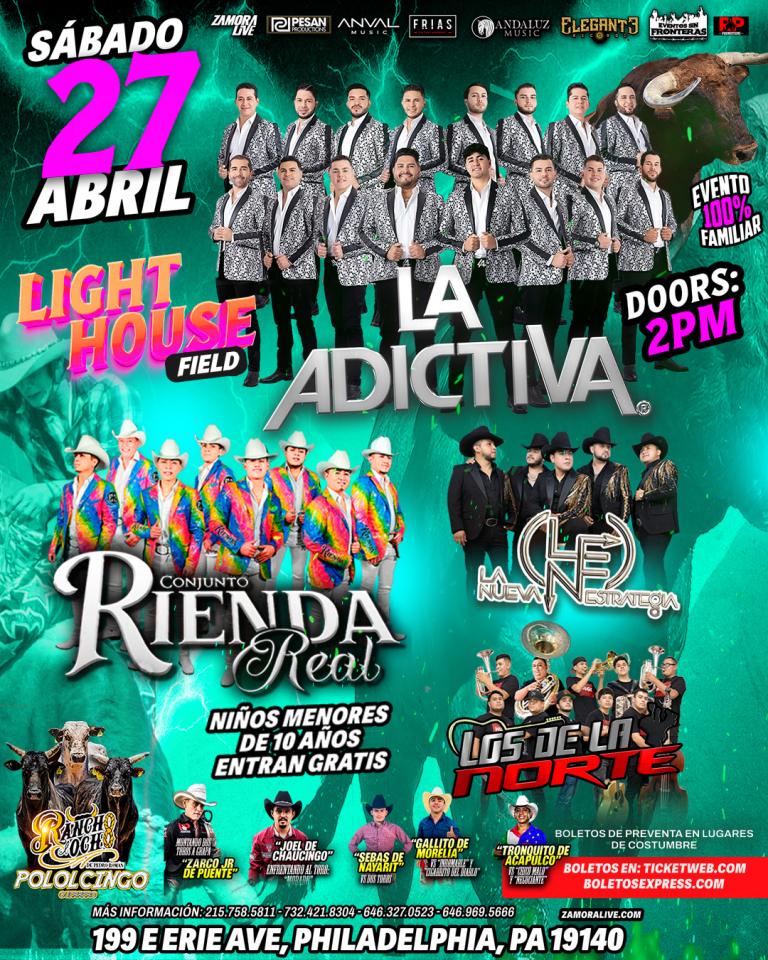 La Adictiva • Conjunto Rienda Real • Banda Carnaval • Rancho El Ocho y más! en Lighthouse Field (JARIPEO)