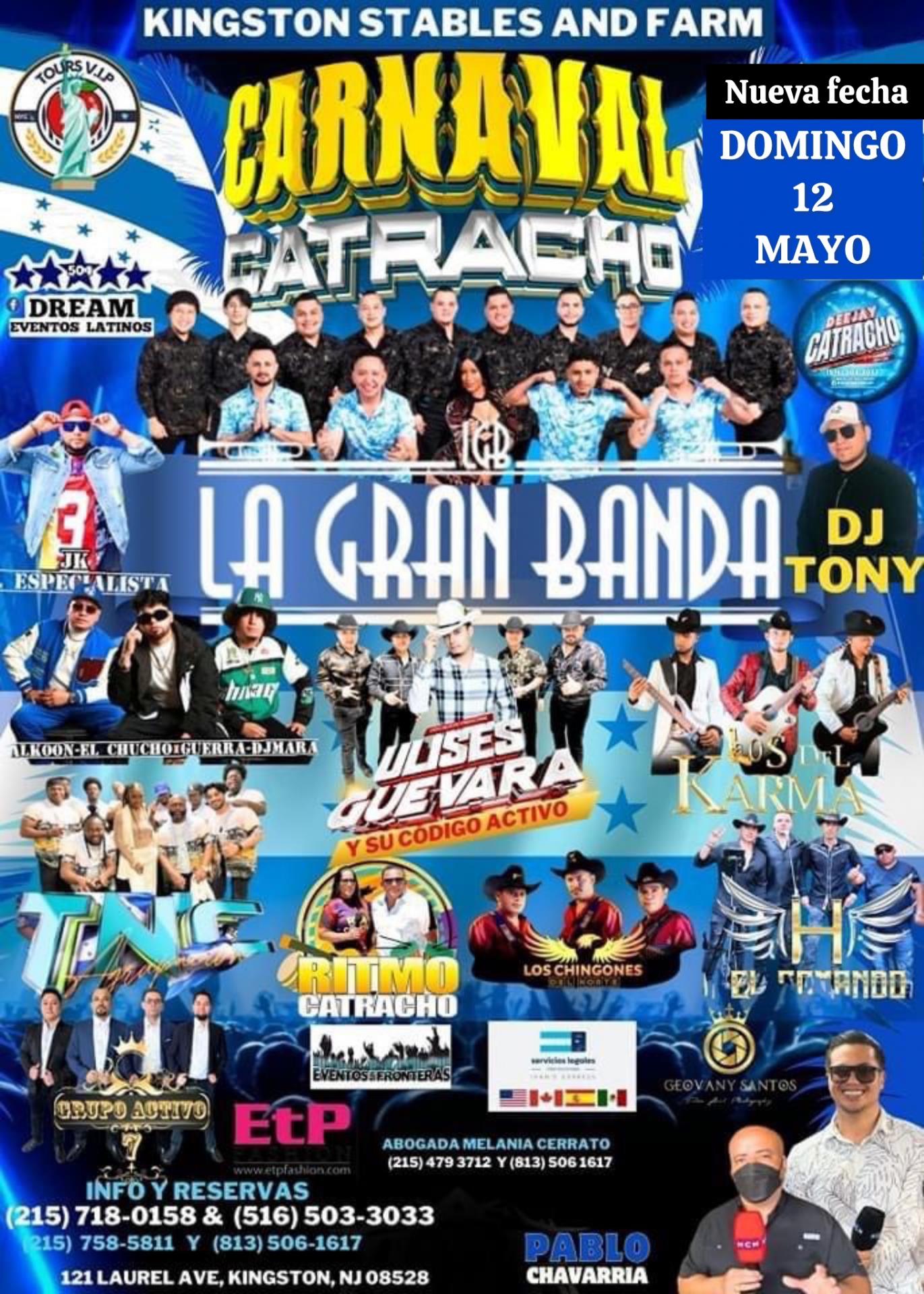 CARNAVAL CATRACHO / NEW JERSEY / este   DOMINGO 12 MAYO