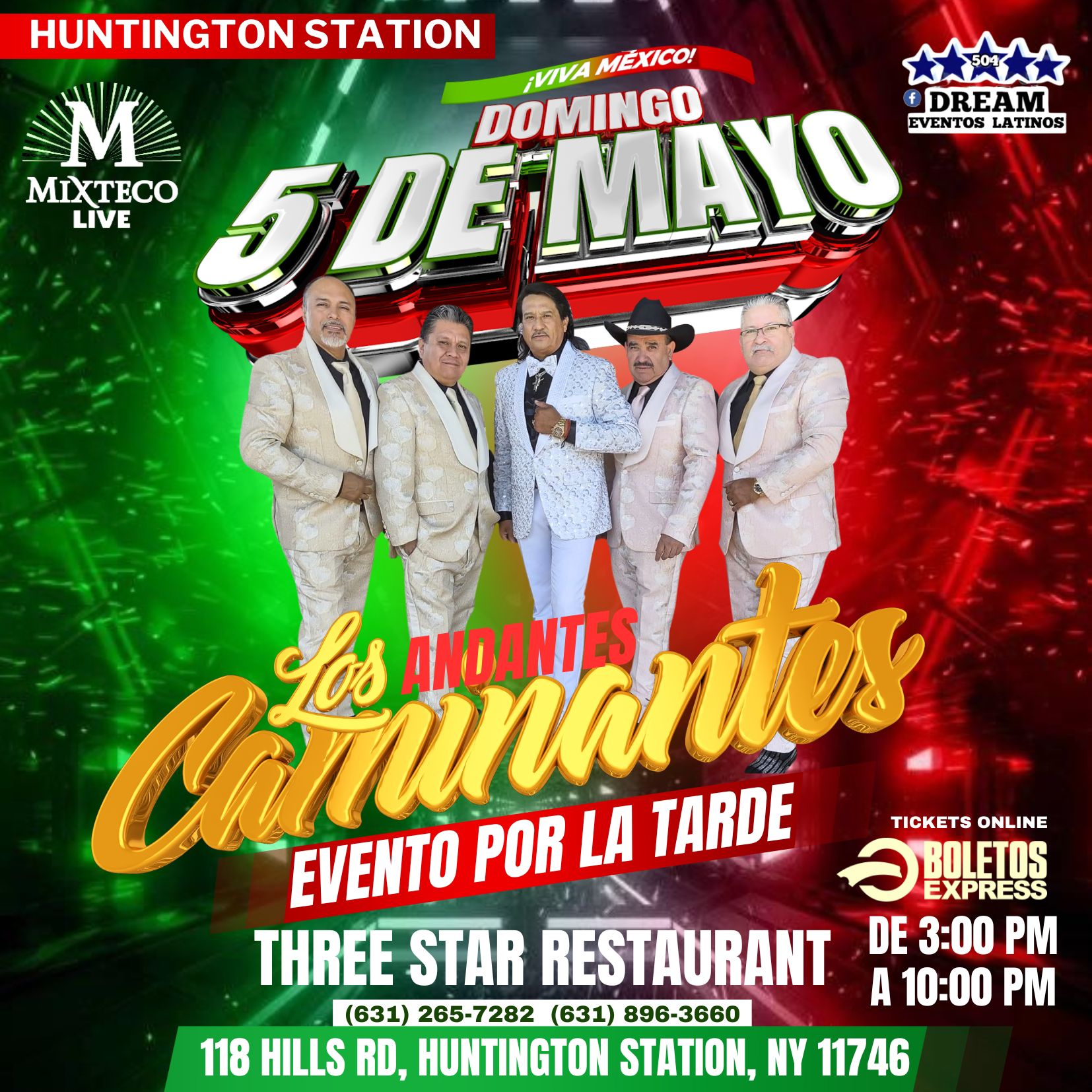 Lo Caminantes  Domingo 5 Mayo / Huntington de  3 pm a 10pm una  tardeada