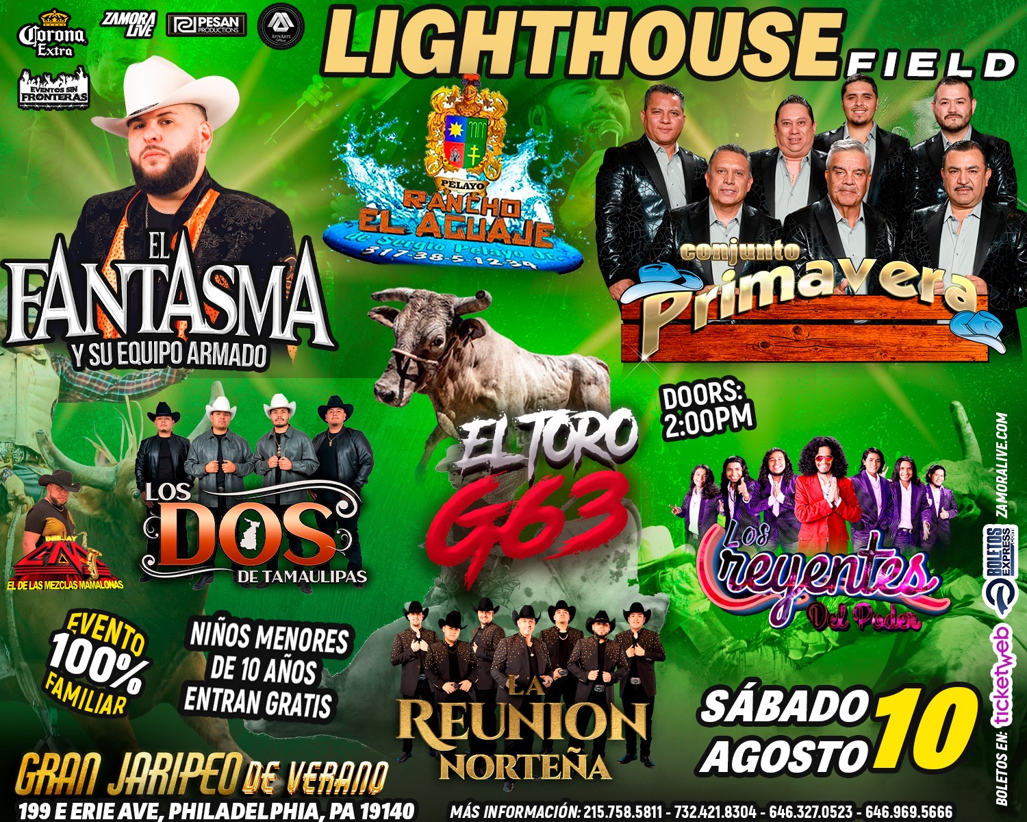 Buy tickets for El Fantasma • Conjunto Primavera • Rancho El Aguaje en Lighthouse Field (JARIPEO) El Fantasma • Conjunto Primavera • Rancho El Aguaje en Lighthouse Field (JARIPEO)
