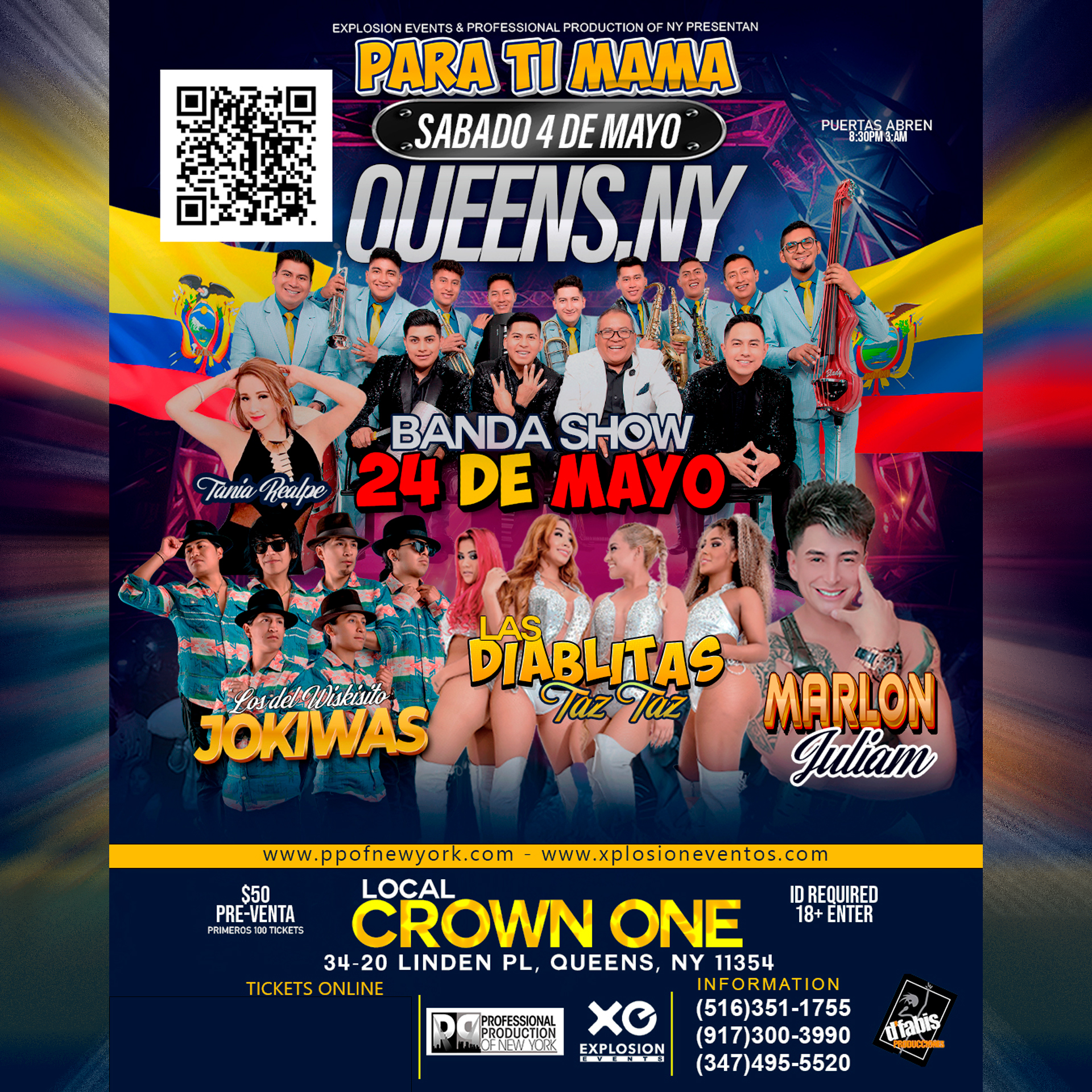Queens,NY Celebrando el mes de la Madre el mejor concierto para ella,Banda 24 de mayo,Las Diablitas taz taz , Marlon Julian, Jokiwas y mas..