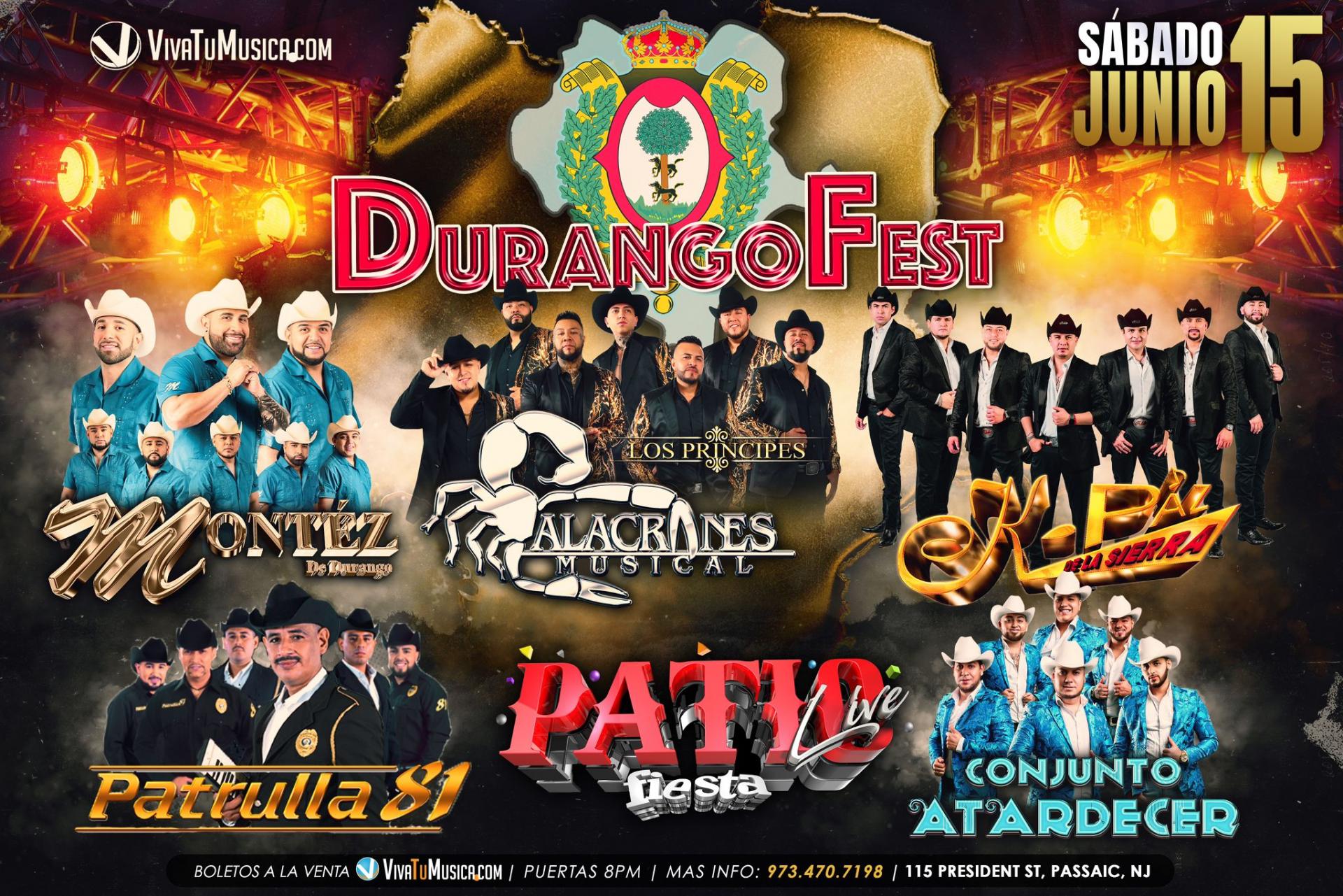 Buy tickets for MONTEZ DE DURANGO, ALACRANES MUSICAL, K PAZ DE LA SIERRA, PATRULLA 81, CONJUNTO ATARDECER MONTEZ DE DURANGO, ALACRANES MUSICAL, K PAZ DE LA SIERRA, PATRULLA 81, CONJUNTO ATARDECER