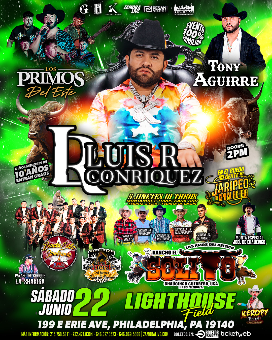 Buy tickets for Luis R Conriquez • Los Primos del Este • Tony Aguirre en Lighthouse Field (Philadelphia, PA) Luis R Conriquez • Los Primos del Este • Tony Aguirre en Lighthouse Field (Philadelphia, PA)