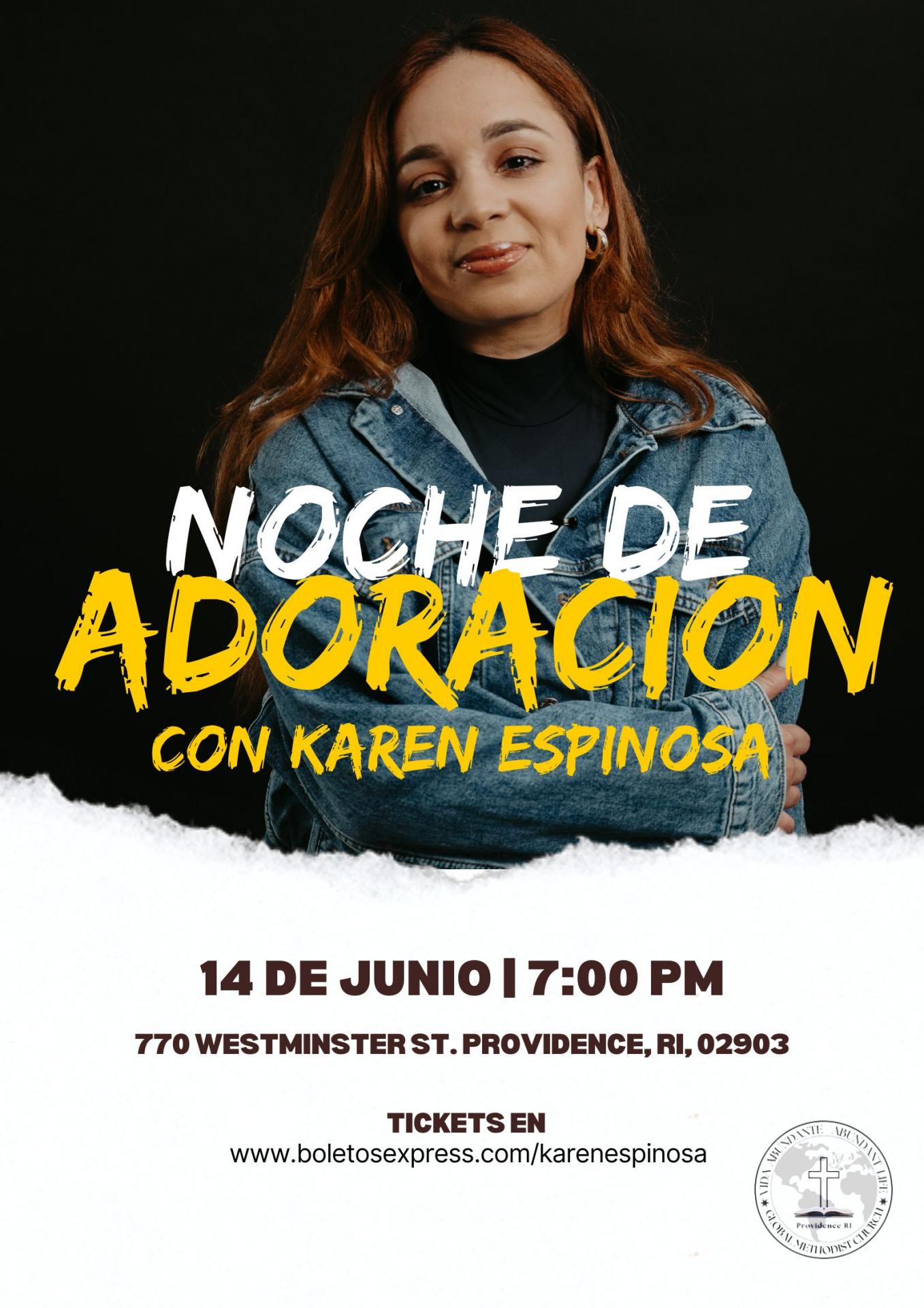 Buy tickets for Noche de Adoracion con Karen Espinosa Noche de Adoracion con Karen Espinosa