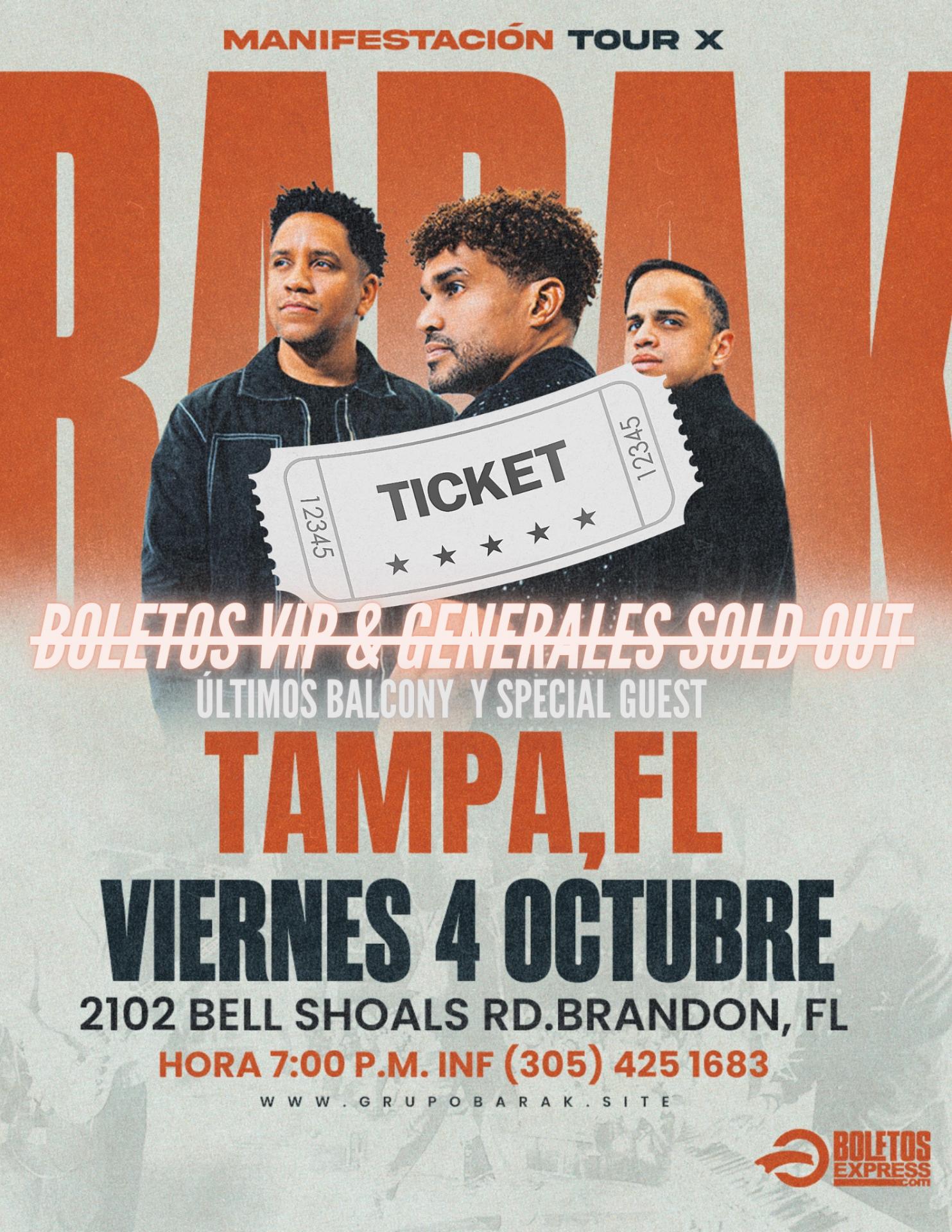 BARAK TAMPA FL Tickets BoletosExpress BARAK TAMPA FL Tickets BoletosExpress