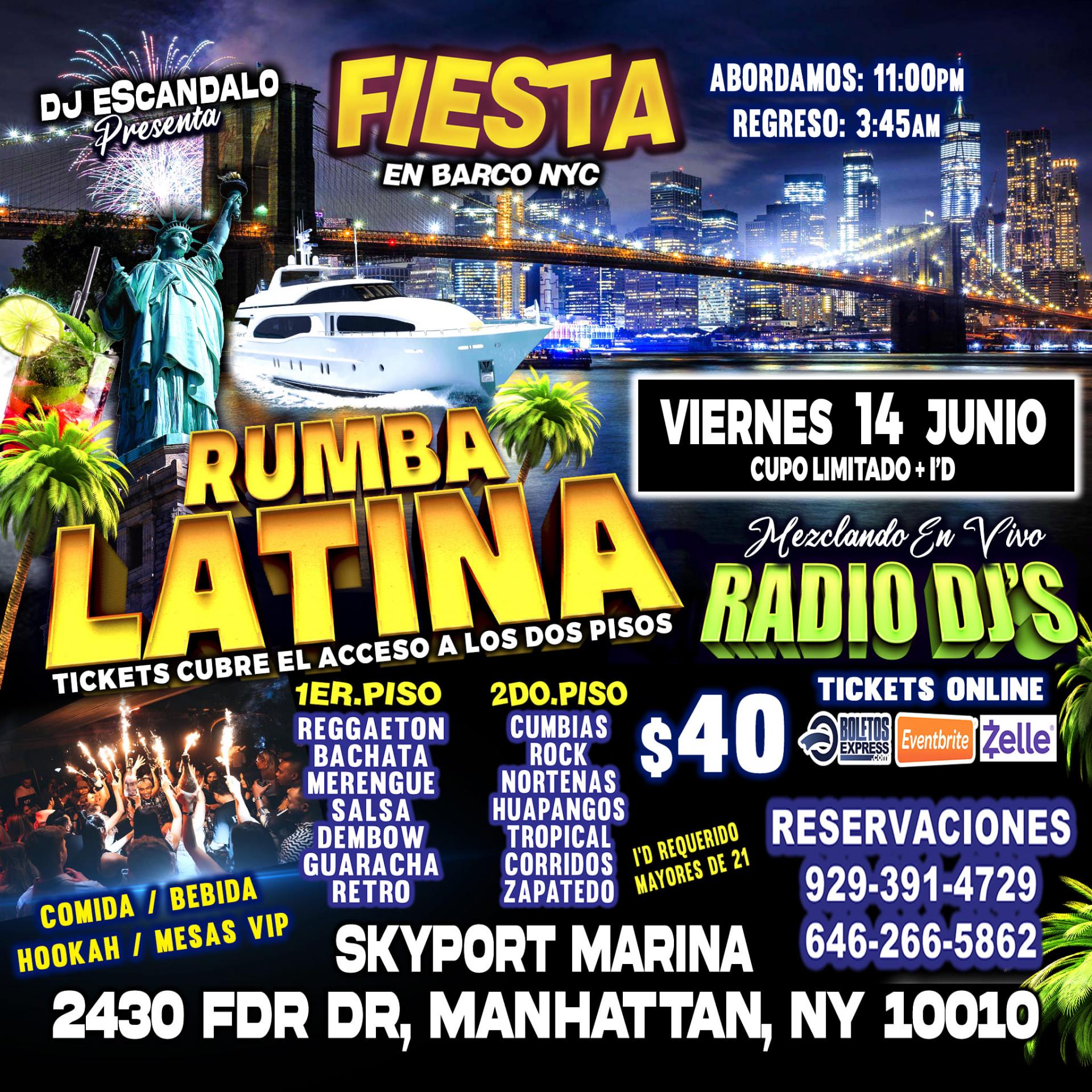 Buy tickets for RUMBA LATINA EN BARCO + RADIO DJ'S + MANHATTAN NY RUMBA LATINA EN BARCO + RADIO DJ'S + MANHATTAN NY