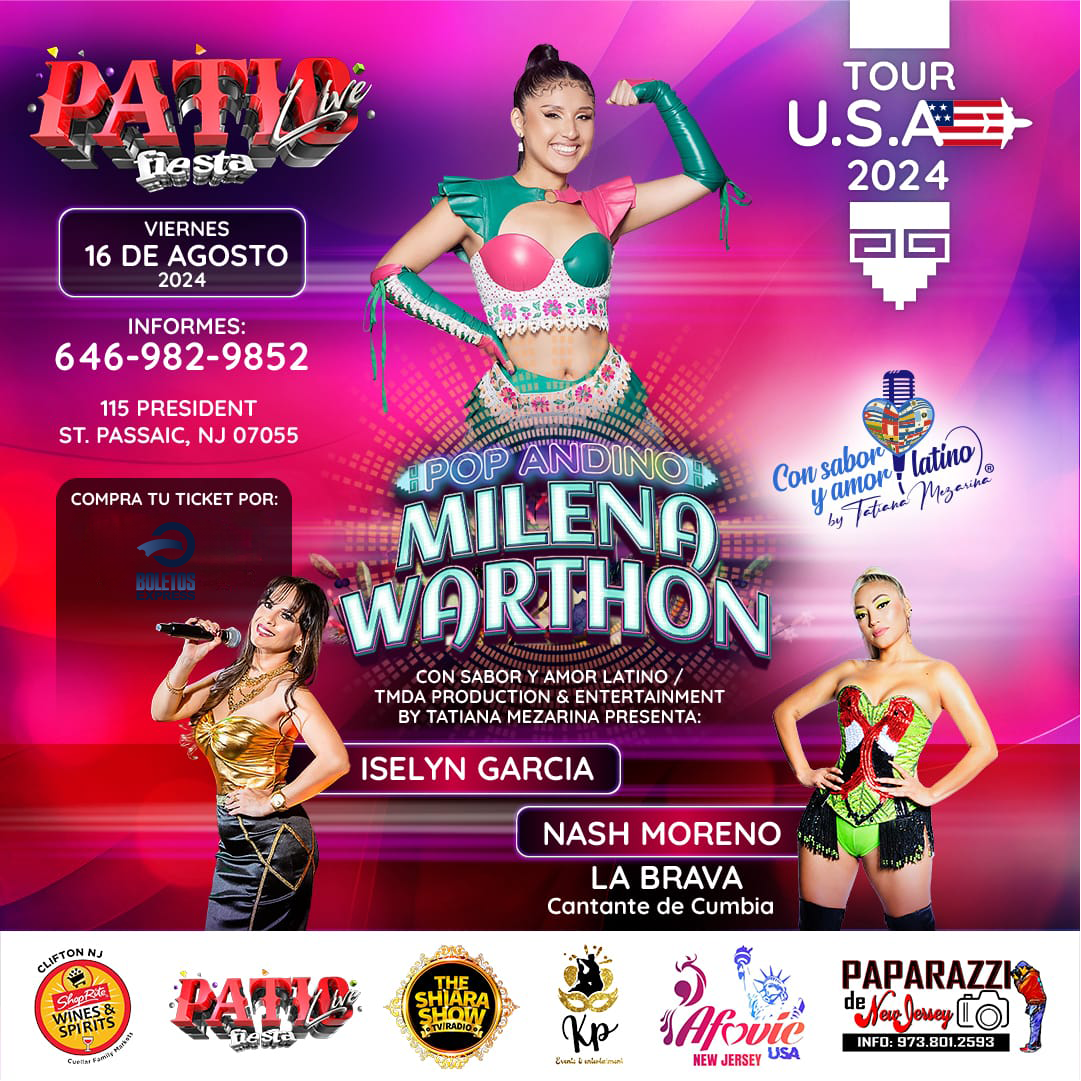Buy tickets for MILENA WARTHON; POP ANDINO, NASH MORENO, ISELYN GARCIA MILENA WARTHON; POP ANDINO, NASH MORENO, ISELYN GARCIA