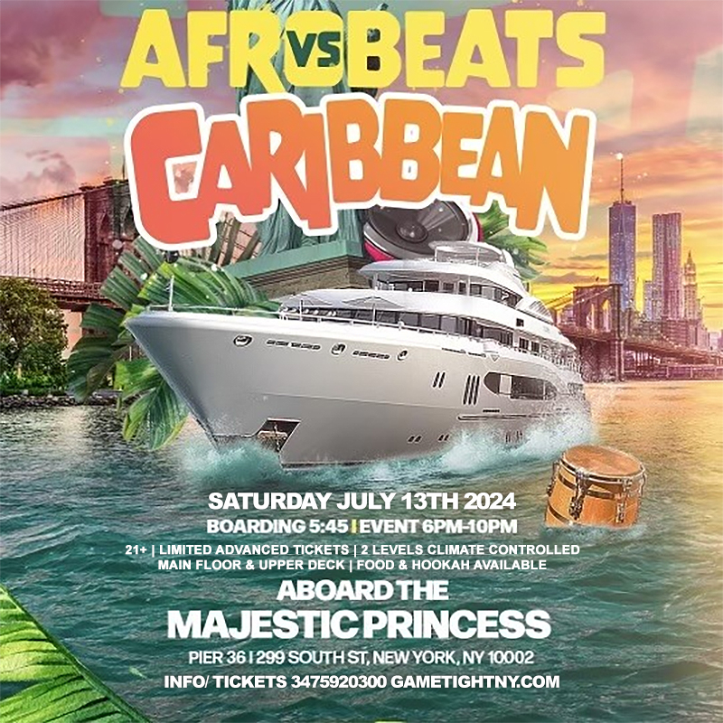 Buy tickets for Afrobeats vs Caribbean NYC Majestic Princess Yacht Party Cruise Pier 36 Afrobeats vs Caribbean NYC Majestic Princess Yacht Party Cruise Pier 36