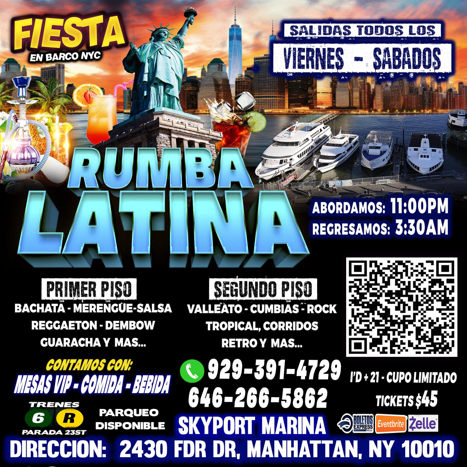 Buy tickets for RUMBA LATINA EN BARCO + RADIO DJ'S + MANHATTAN NY RUMBA LATINA EN BARCO + RADIO DJ'S + MANHATTAN NY