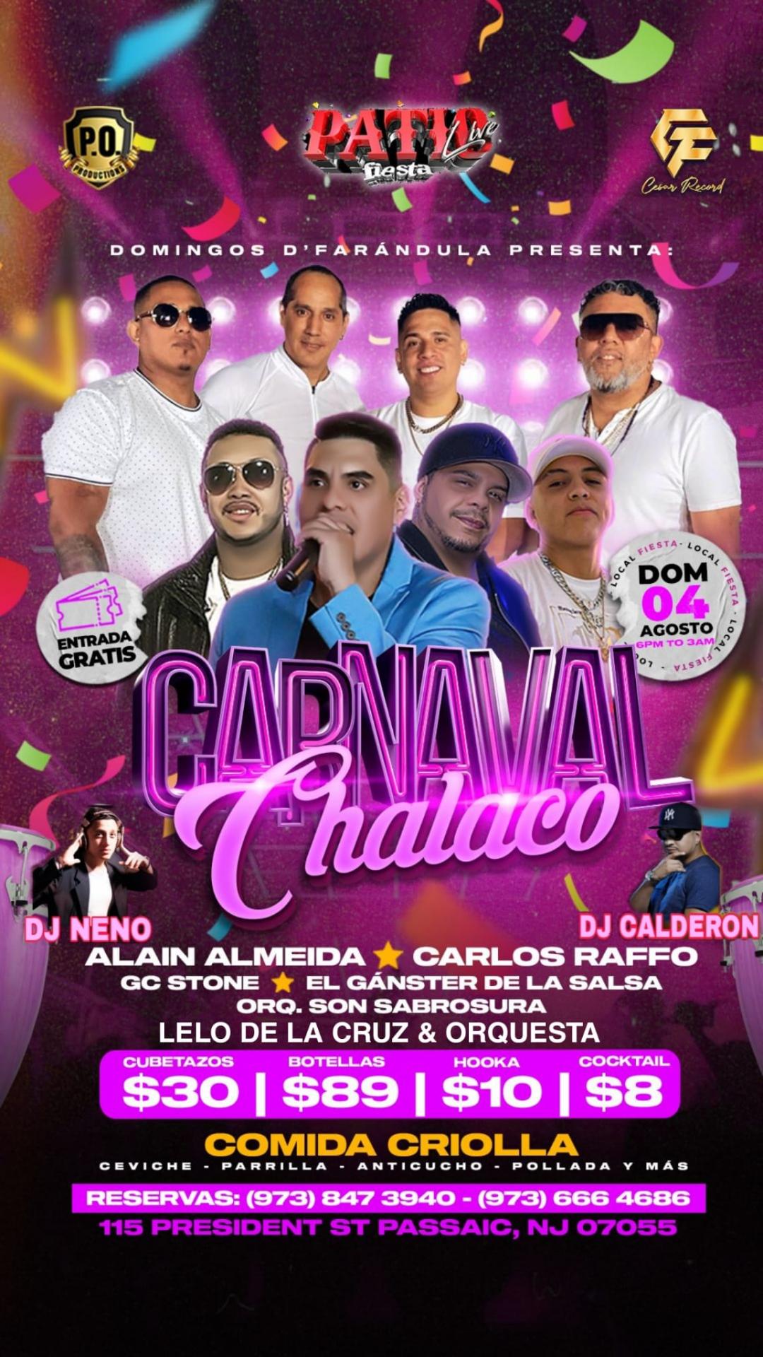 Buy tickets for ALAIN ALMEIDA, CARLOS RAFFO, GC STONE, EL GANSTER DE LA SALSA, ORQ. CON SABROSURA,LELO DE LA CRUZ Y ORQUESTA, DJ NENO, DJ CALDERON ALAIN ALMEIDA, CARLOS RAFFO, GC STONE, EL GANSTER DE LA SALSA, ORQ. CON SABROSURA,LELO DE LA CRUZ Y ORQUESTA, DJ NENO, DJ CALDERON