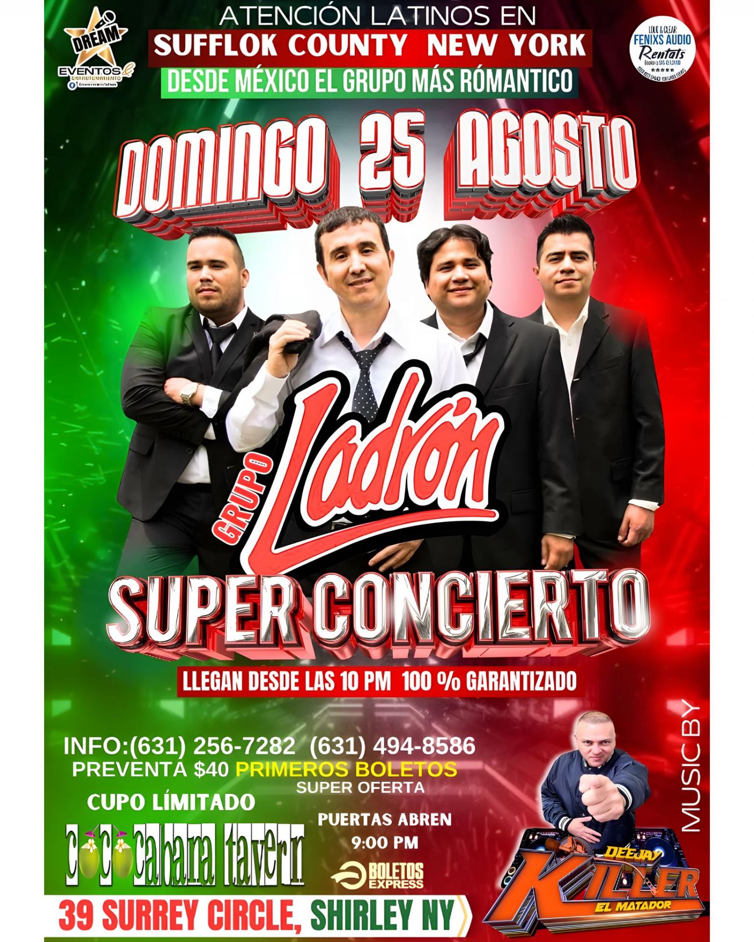 GRUPO LADRÓN / Domingo 25 Agosto / Suffolk County NY , CocoCabana Tavern