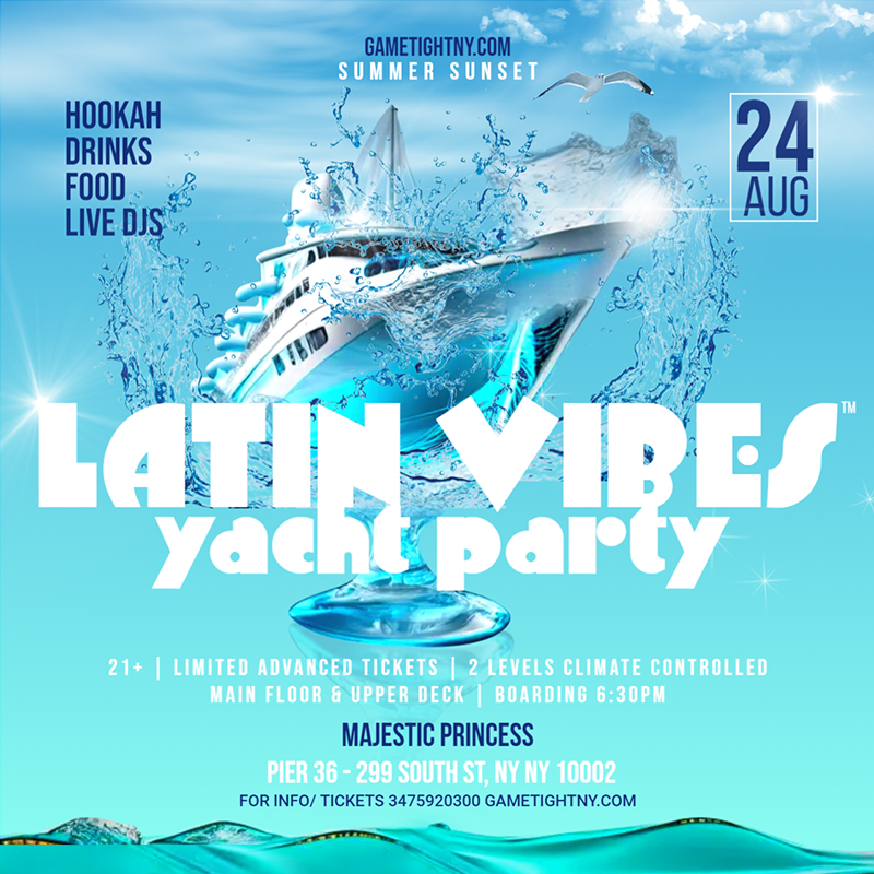 Buy tickets for Latin Vibes™ Dance the Wave NYC Sunset Majestic Princess Yacht Party 2024 Latin Vibes™ Dance the Wave NYC Sunset Majestic Princess Yacht Party 2024