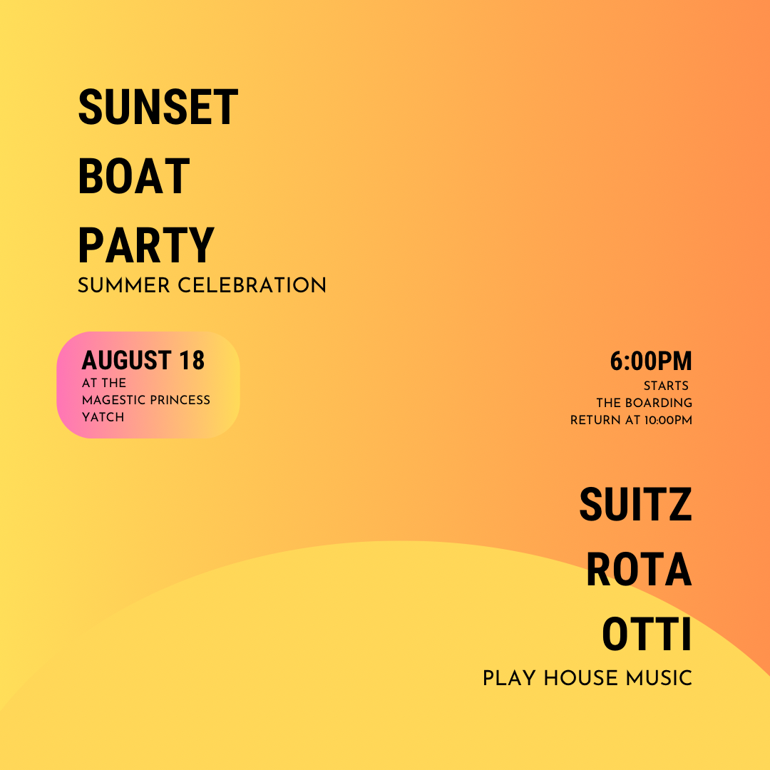 Buy tickets for SUNSET BOAT PARTY hosted Gustavo SUNSET BOAT PARTY hosted Gustavo