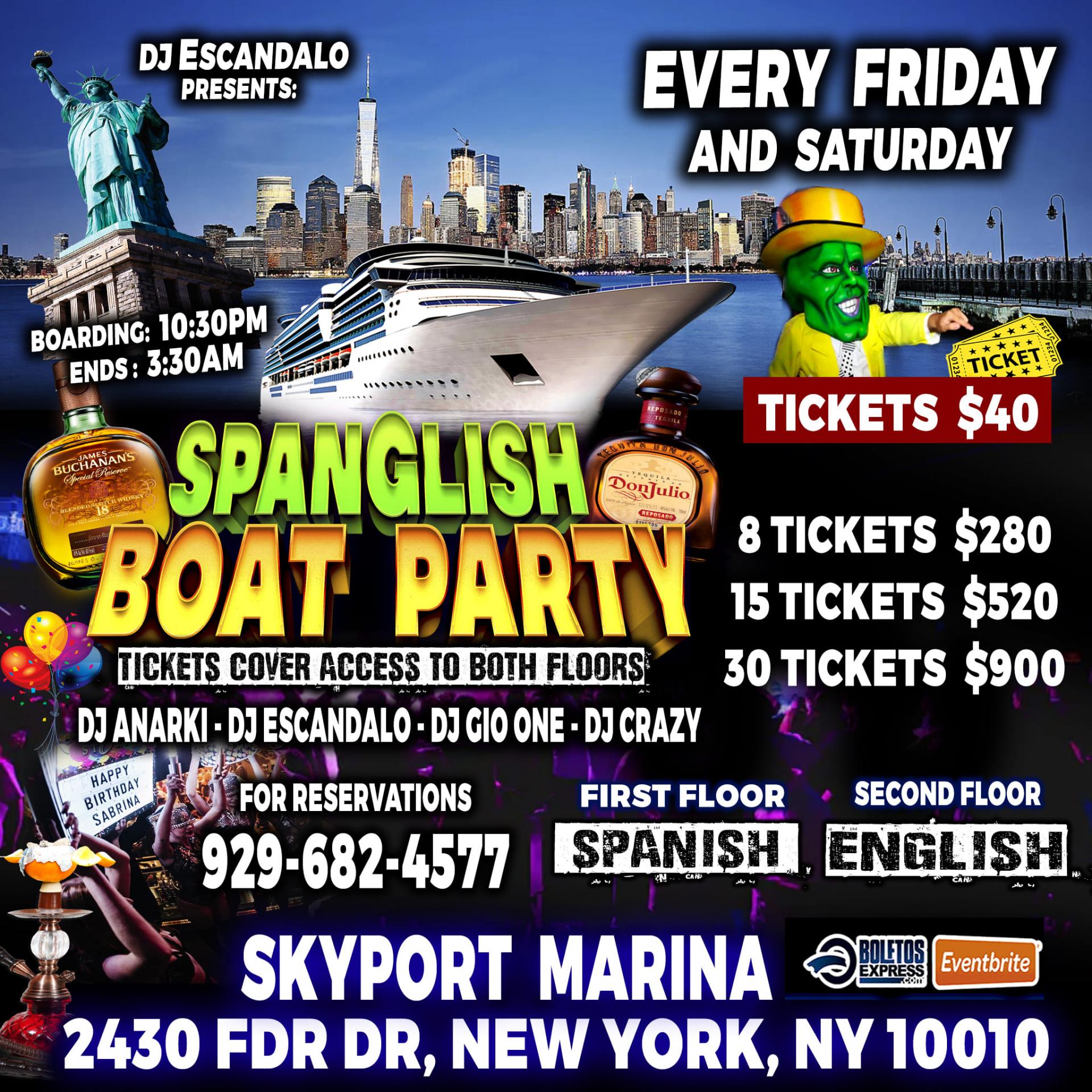 Buy tickets for Spanglish Boat Party Spanglish Boat Party